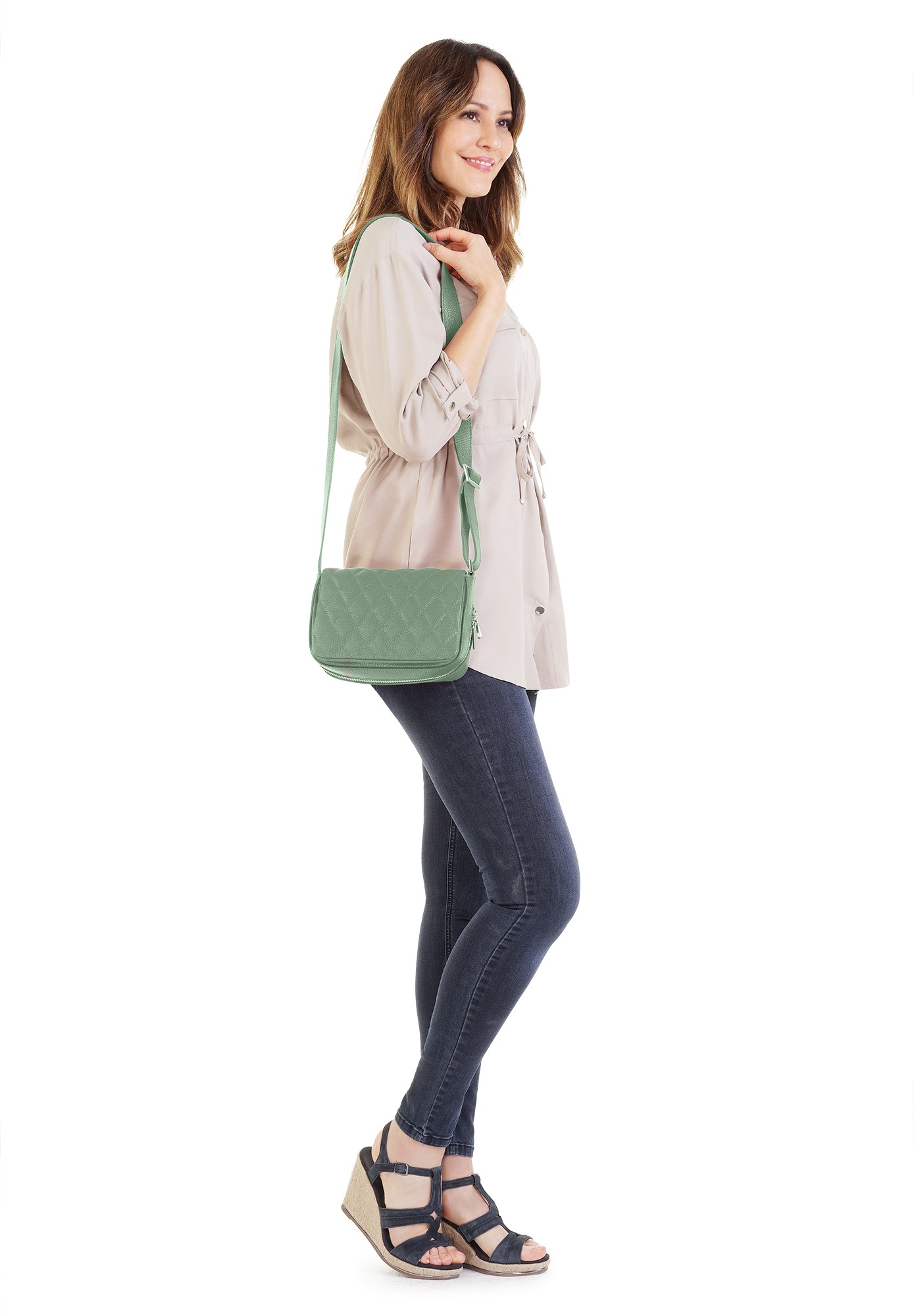 Cluty Henkeltasche, echt Leder, Made in Italy