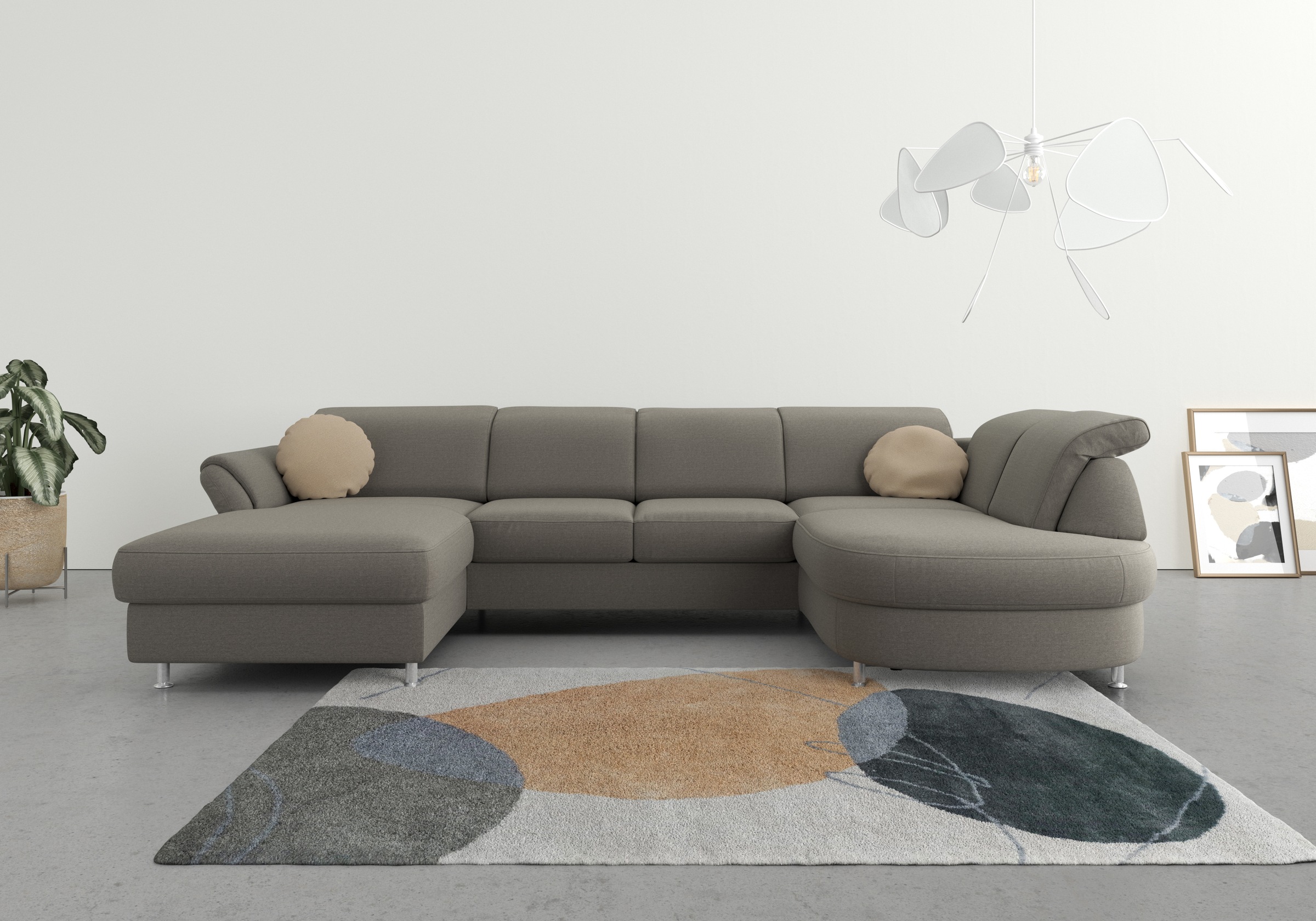 sit&more Wohnlandschaft "Apulia U-Form" wahlweise Schlaffunktion, Bettkasten und Kopf- und Armteilverstellung