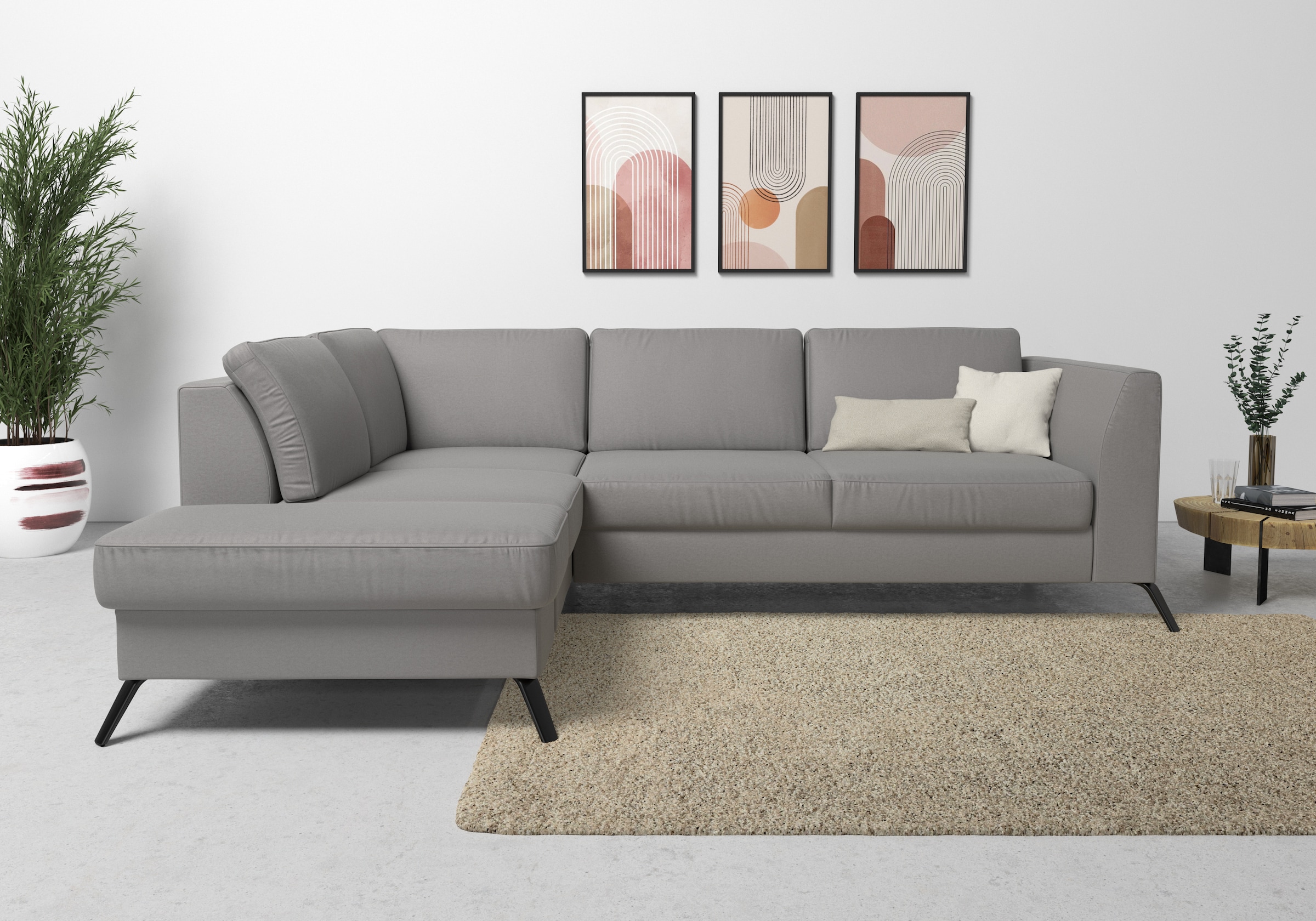 sit&more Ecksofa "Olsen L-Form" inklusive Sitztiefenverstellung, optional Schlaffunktion, 15cm hoch