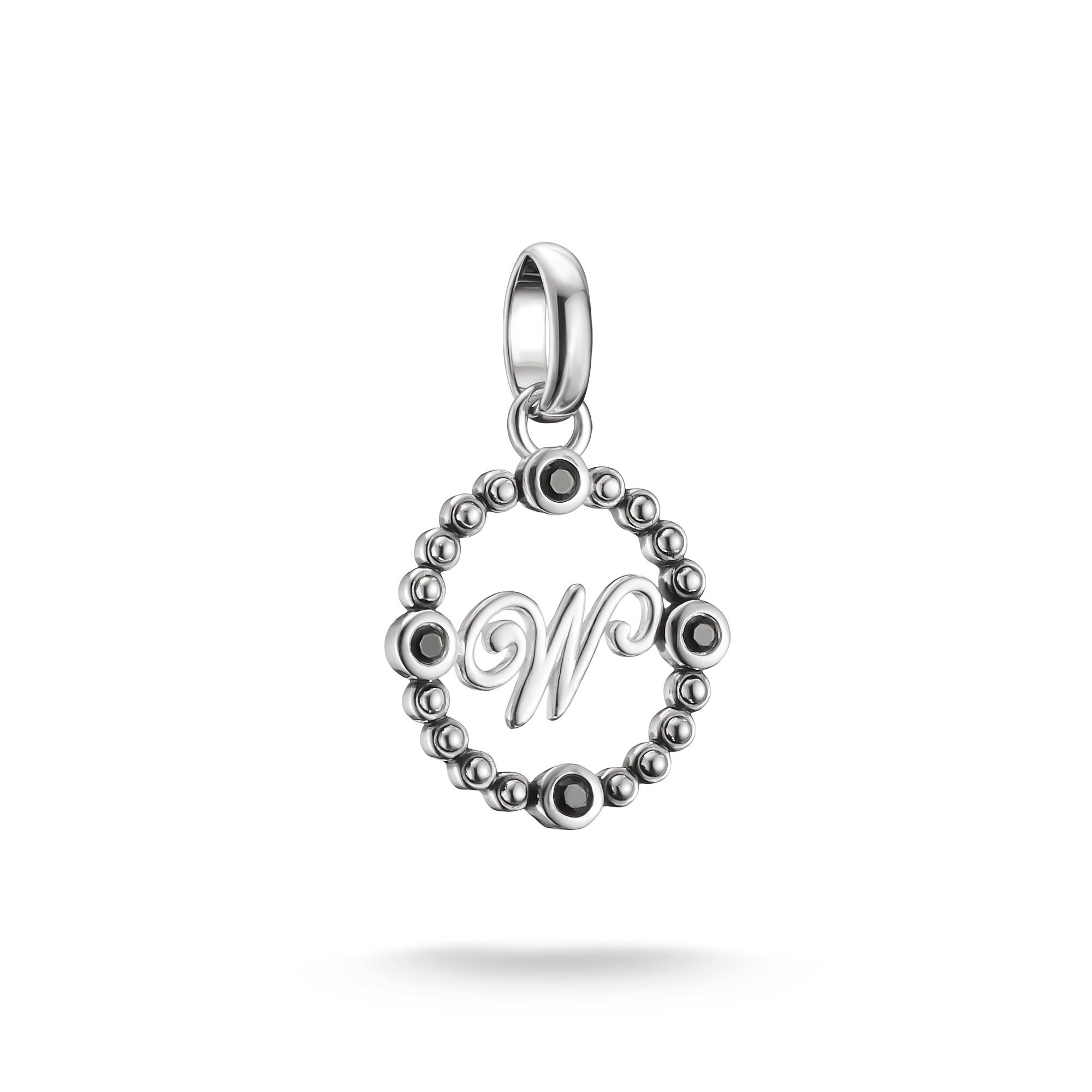 THOMAS SABO Damen Charm-Einhänger "THOMAS SABO Wednesday W Charm - Connect"silberfarben, schwarz, schwarz, Silber 925 (recycelt), Charms, mit
