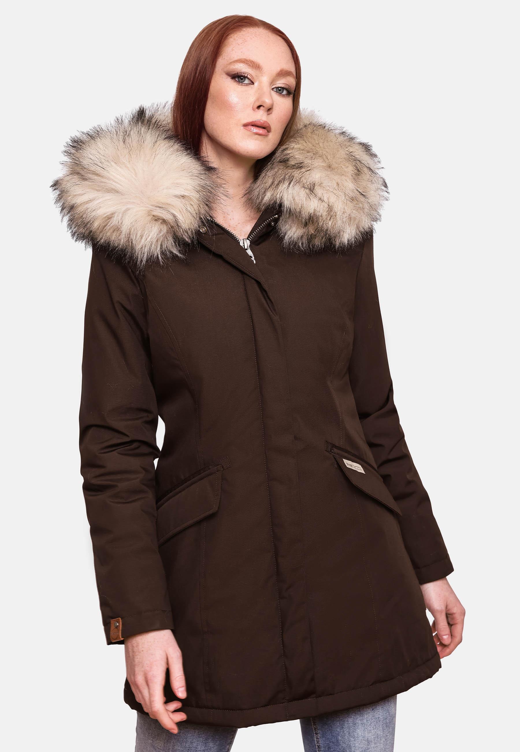 Navahoo Wintermantel »Cristal«, stylischer Damen Winterparka mit Kunstfell-Kapuze