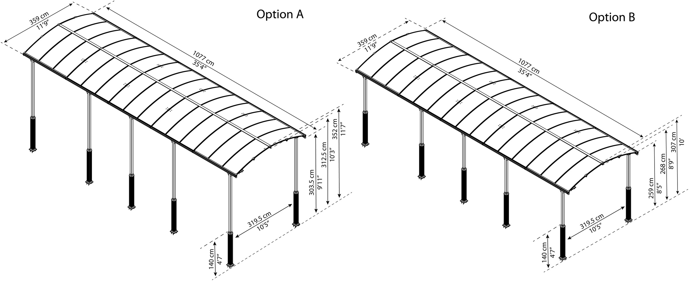 Palram - Canopia Einzelcarport »Alpine«, Aluminium, 319 cm, Anthrazit, wartungsfrei