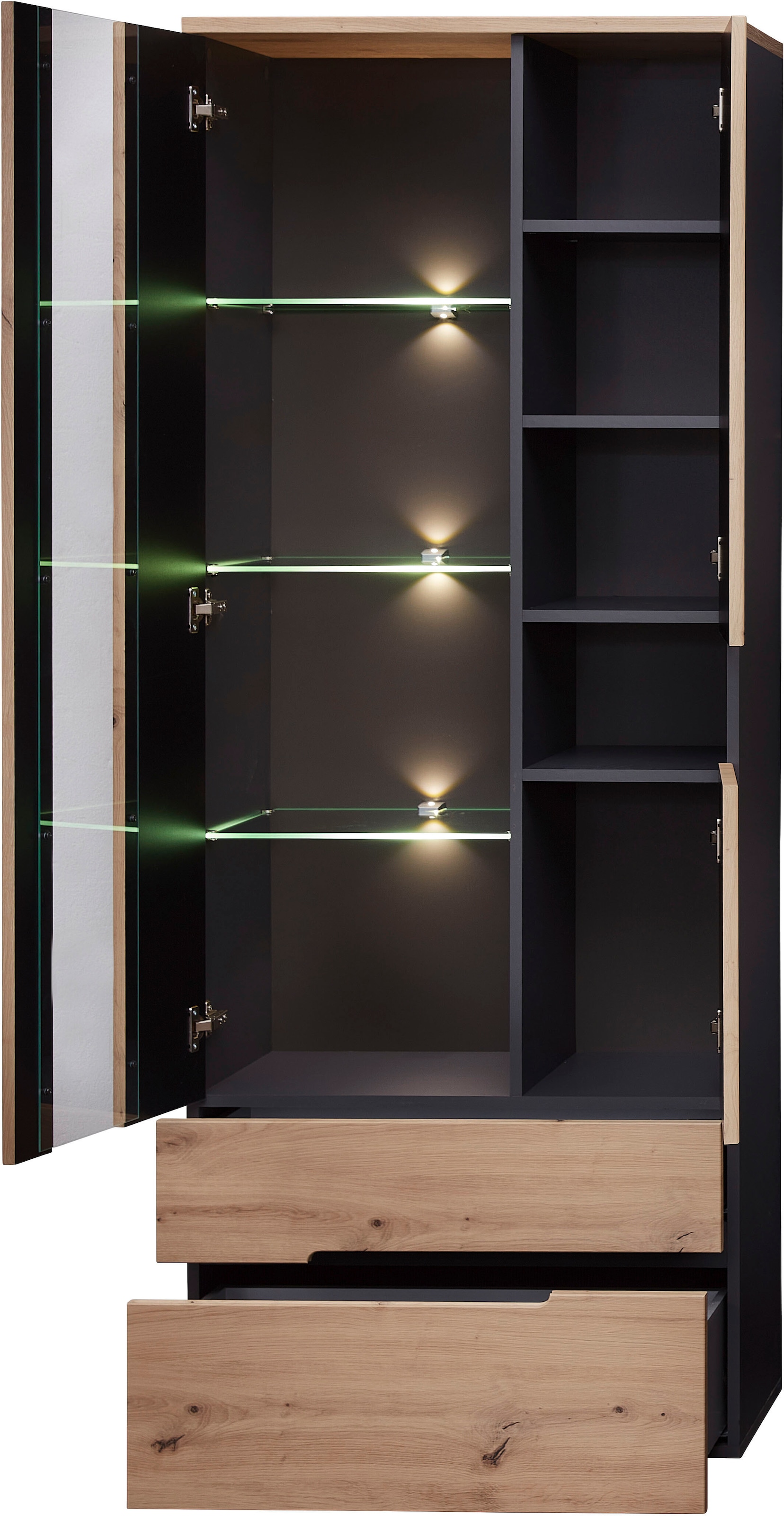 Innostyle Vitrine "Memphis" 1 Stk. tlg. Bicolour Eiche Artisan Absetzung gr günstig online kaufen