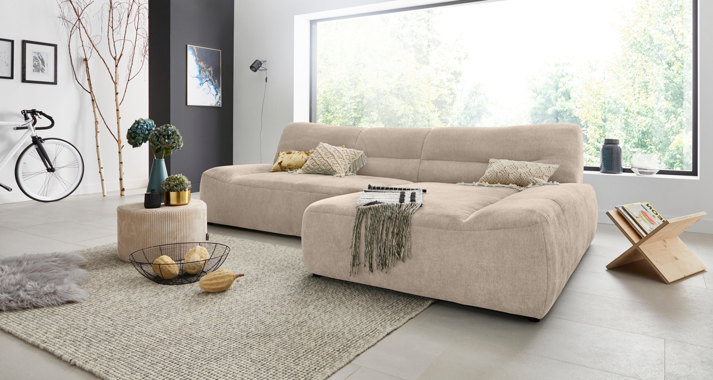 DOMO collection Ecksofa »Cesena moderne Polsterecke mit flachen Armlehnen, L-Form«, fester Sitzkomfort, frei im Raum stellbar