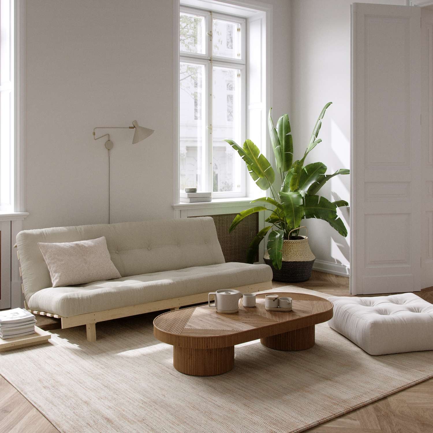 Karup Design Schlafsofa »Lean 200 Schlafsofa, Gästebett, Sofa mit Futonmatratze«, (2 St.), Inkl. Futonmatratze, Liegefläche 130x200 cm, FSC® zertifizierte Kiefer