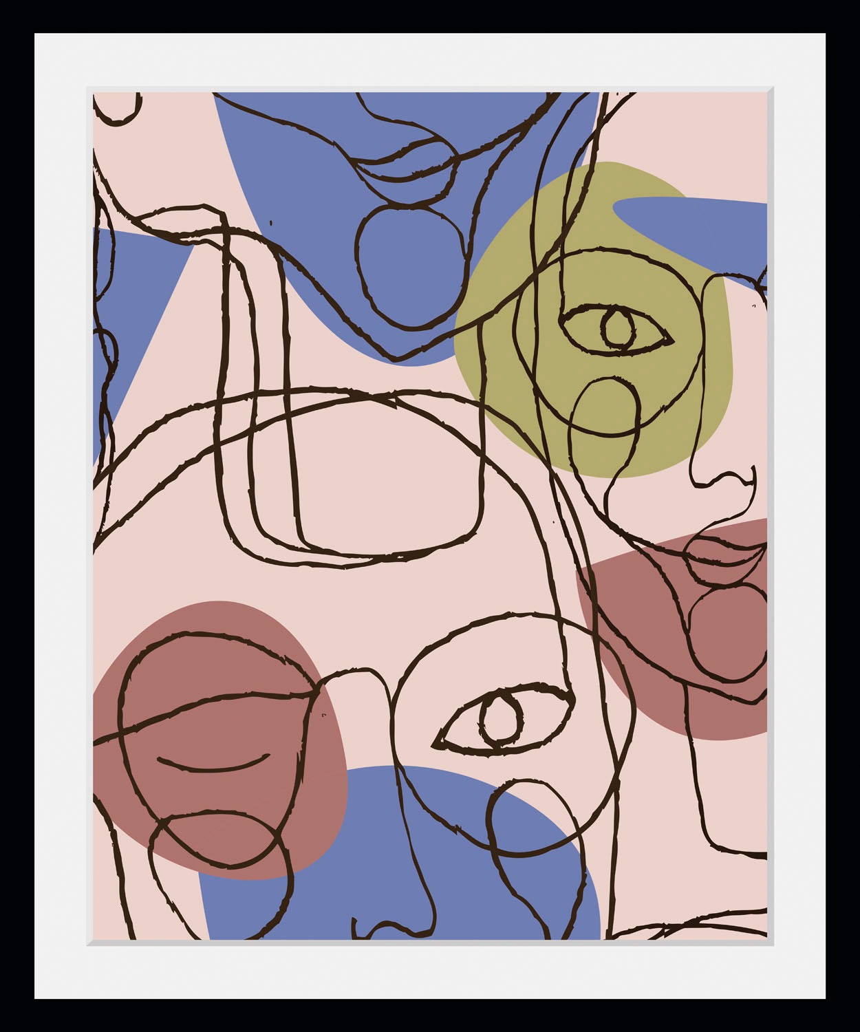 queence Bild »Sarah«, Abstrakt-Gesicht-Figuren-Frau-Gemälde, (1 St.), HD Premium Poster-Druck inkl. Holzrahmen