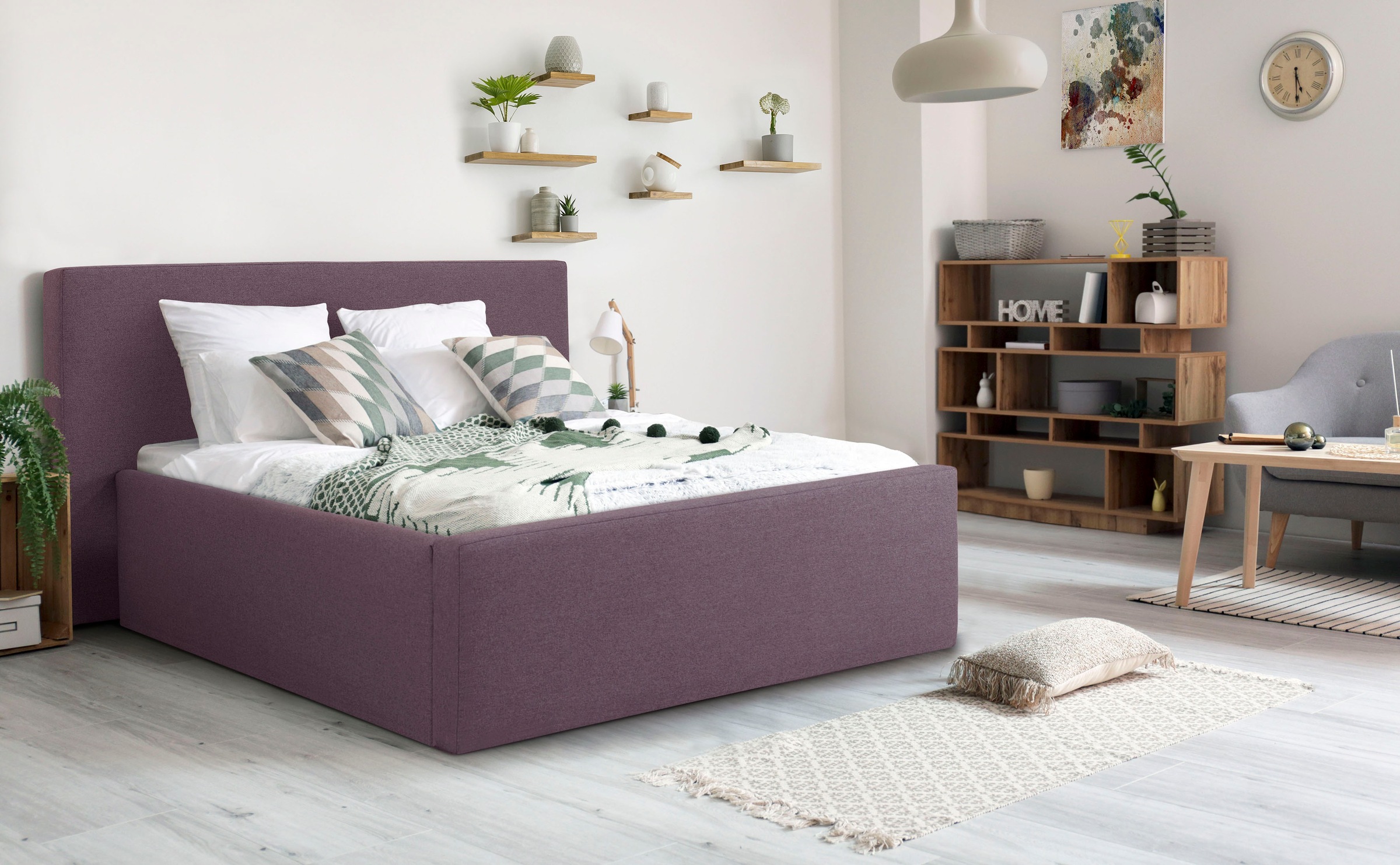 Home affaire Polsterbett "Dalina" geradliniges Kopfteil, in 5 Breiten, auch günstig online kaufen