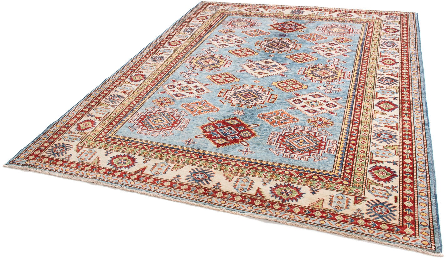 morgenland Orientteppich "Ziegler - Kazak - 233 x 184 cm - hellblau", rechteckig, 6 mm Höhe, Wohnzimmer, Handgeknüpft, E