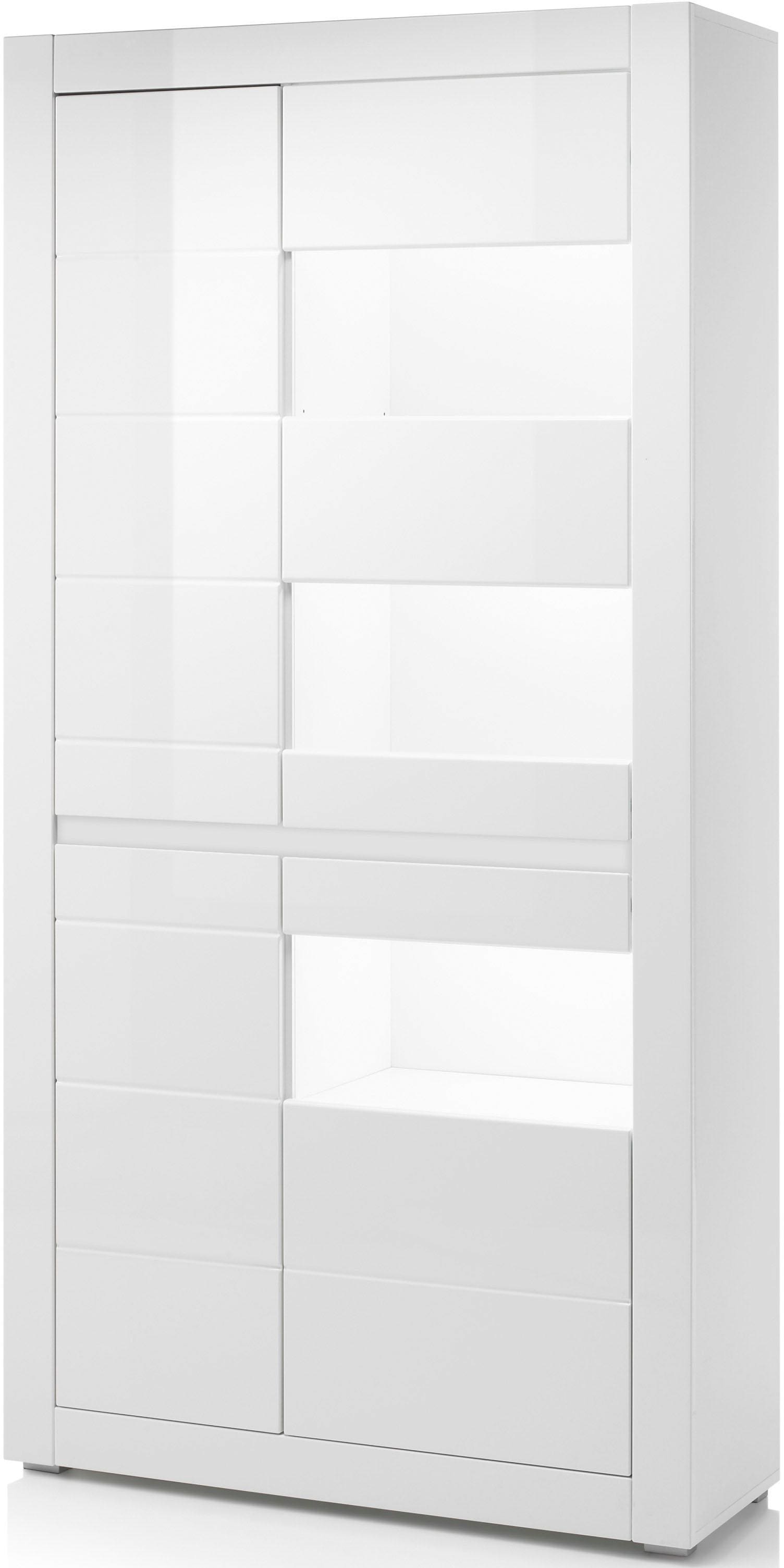 INOSIGN Vitrine »Carat«, Höhe 198 cm, zwei Leisten angeliefert, 1 x grau, 1 x weiss