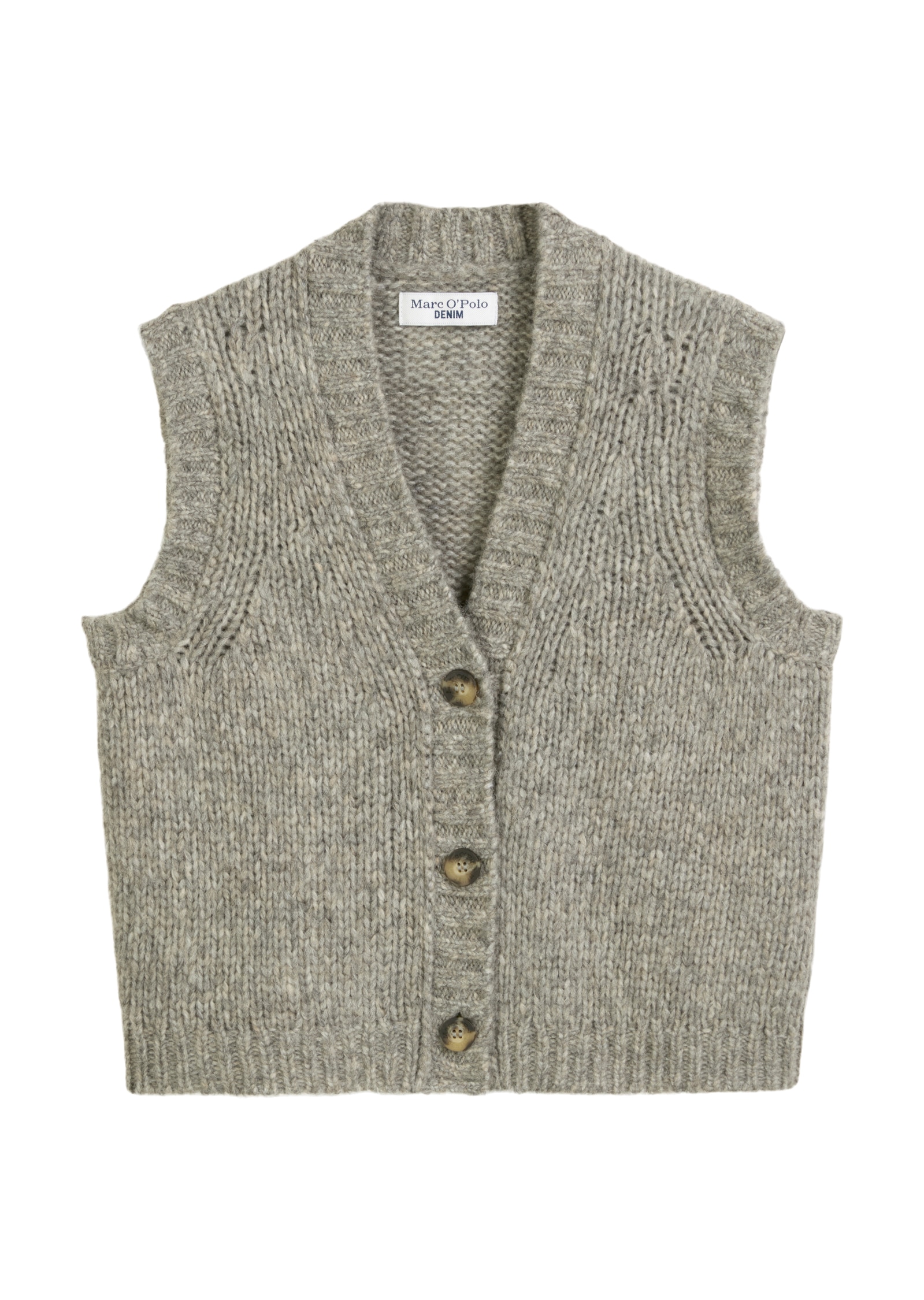 Marc O'Polo DENIM Strickweste »cropped aus kuscheligem Schurwolle-Alpaka-Mix«, entspannter Schnitt mit tiefem V-Ausschnitt