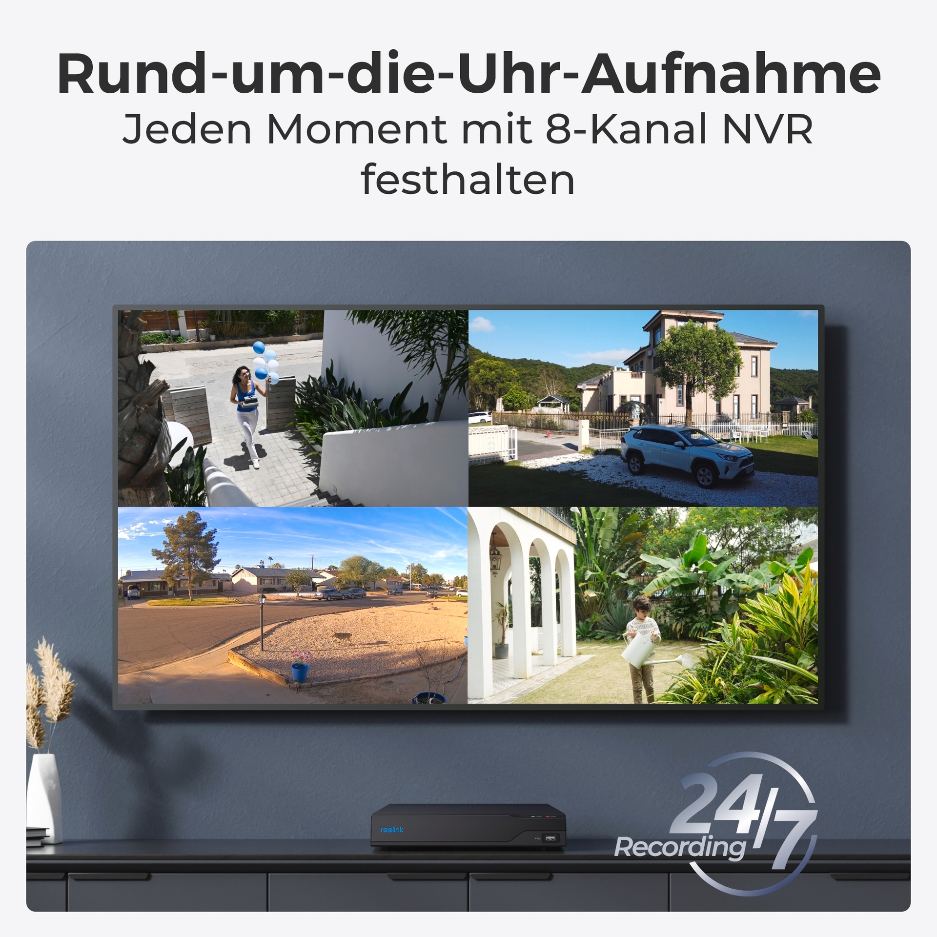 Reolink Überwachungskamera »NVS8-8MB4 - 4K UHD Sicherheitssystem, 8-Kanal NVR«, Außenbereich, 30m scharfe Nachtsicht, 24/7 Aufnahme, intelligente Erkennung