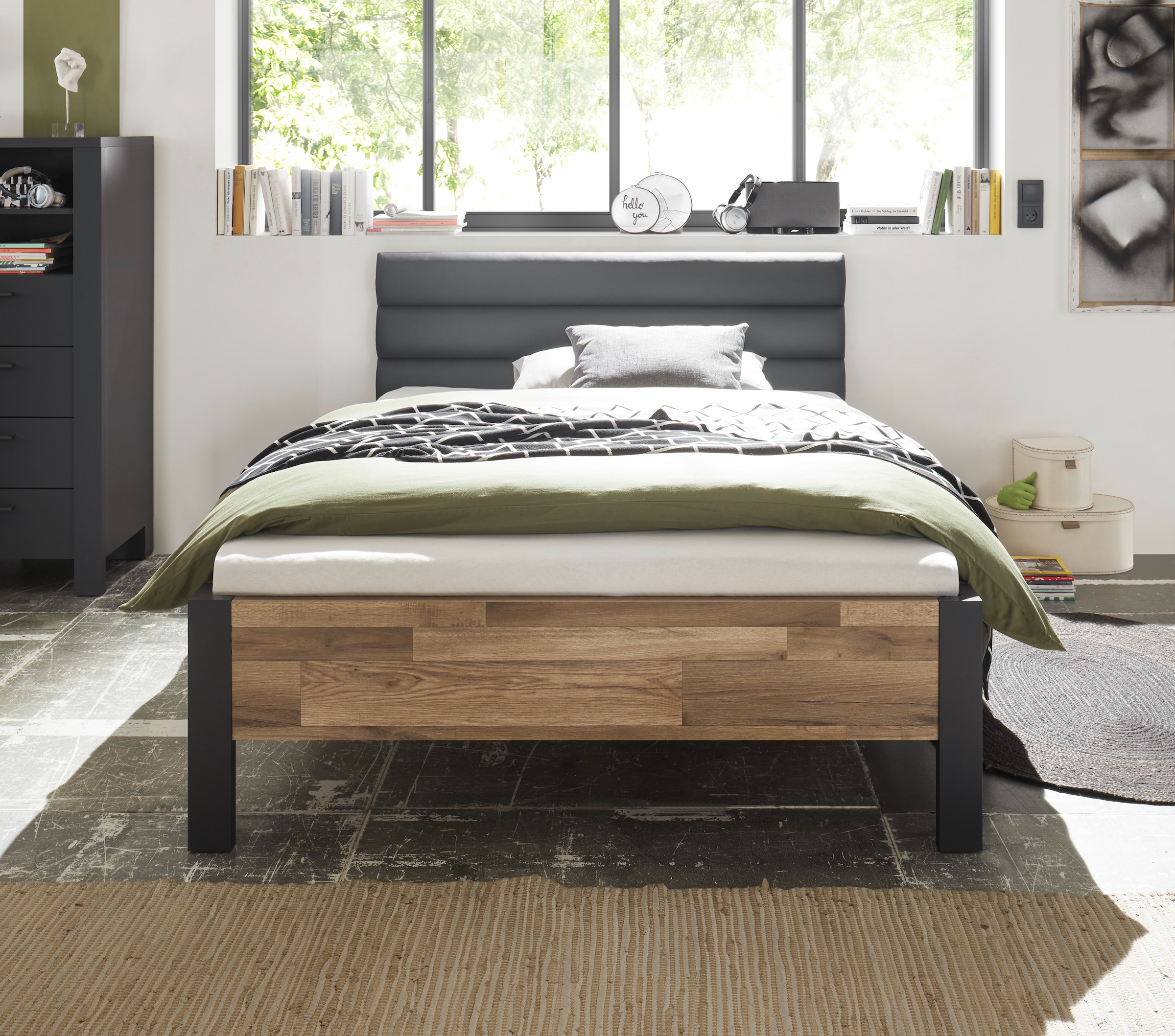Begabino Bettgestell "Dallas Bett, Jugendbett mit gepolstertem Kopfteil" Po günstig online kaufen