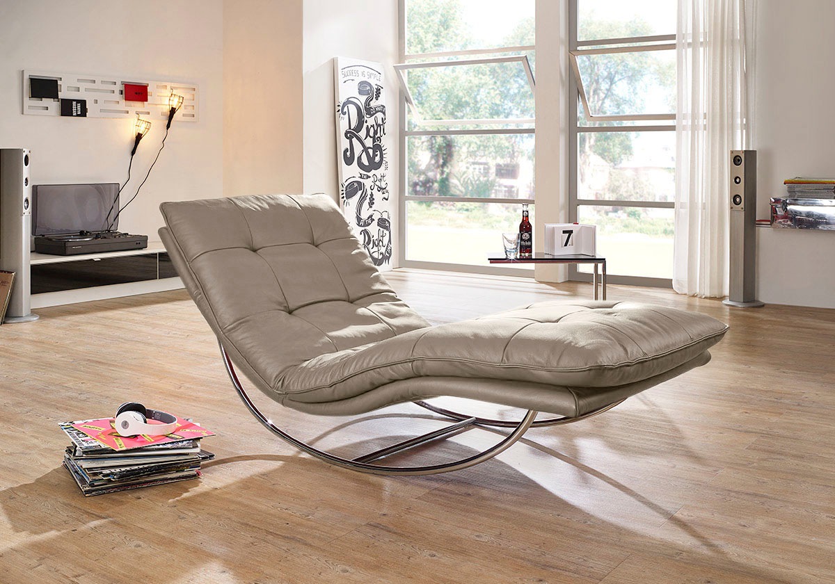 W.SCHILLIG Relaxliege »daily dreams«, in Waffelkissen-Optik, Schaukelgestell Chrom glänzend, in 2 Breiten