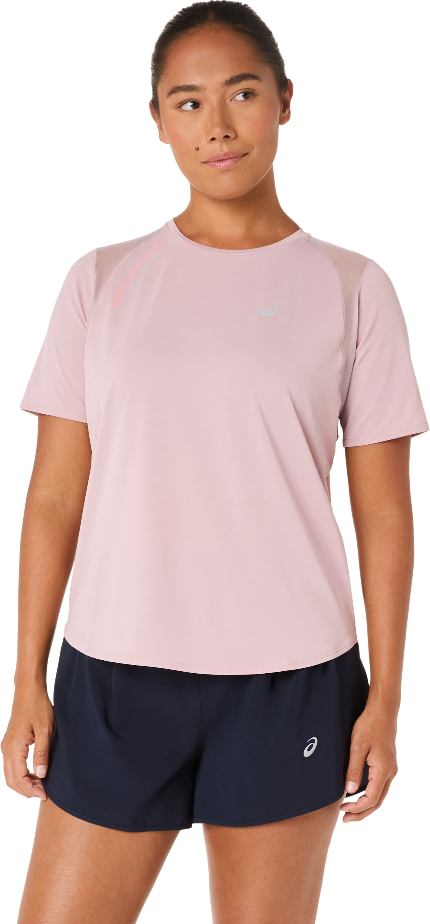 Laufshirt ASICS "ROAD SS TOP", Damen, Gr. S, morganite, Obermaterial: 94% Polyester, 6% Elasthan, Shirts Laufshirt