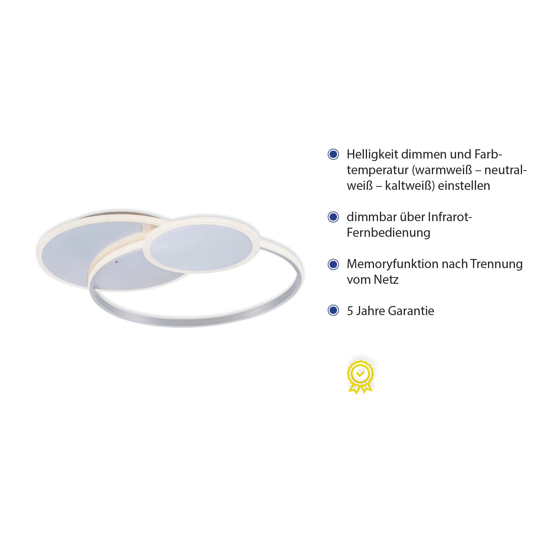 Paul Neuhaus LED Deckenleuchte »EMILIO«, 1 flammig, Leuchtmittel LED-Board | LED fest integriert, Fernbedienung, Infrarot inkl.