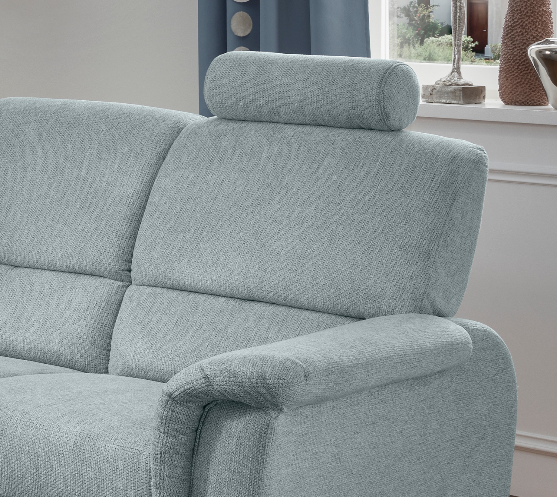 Home affaire Ecksofa »Pisa L-Form, mit Schlaffunktion, Stauraum, 2x höhenverstellbare«, Kopfstützen und Relaxfunktion im Eckelement