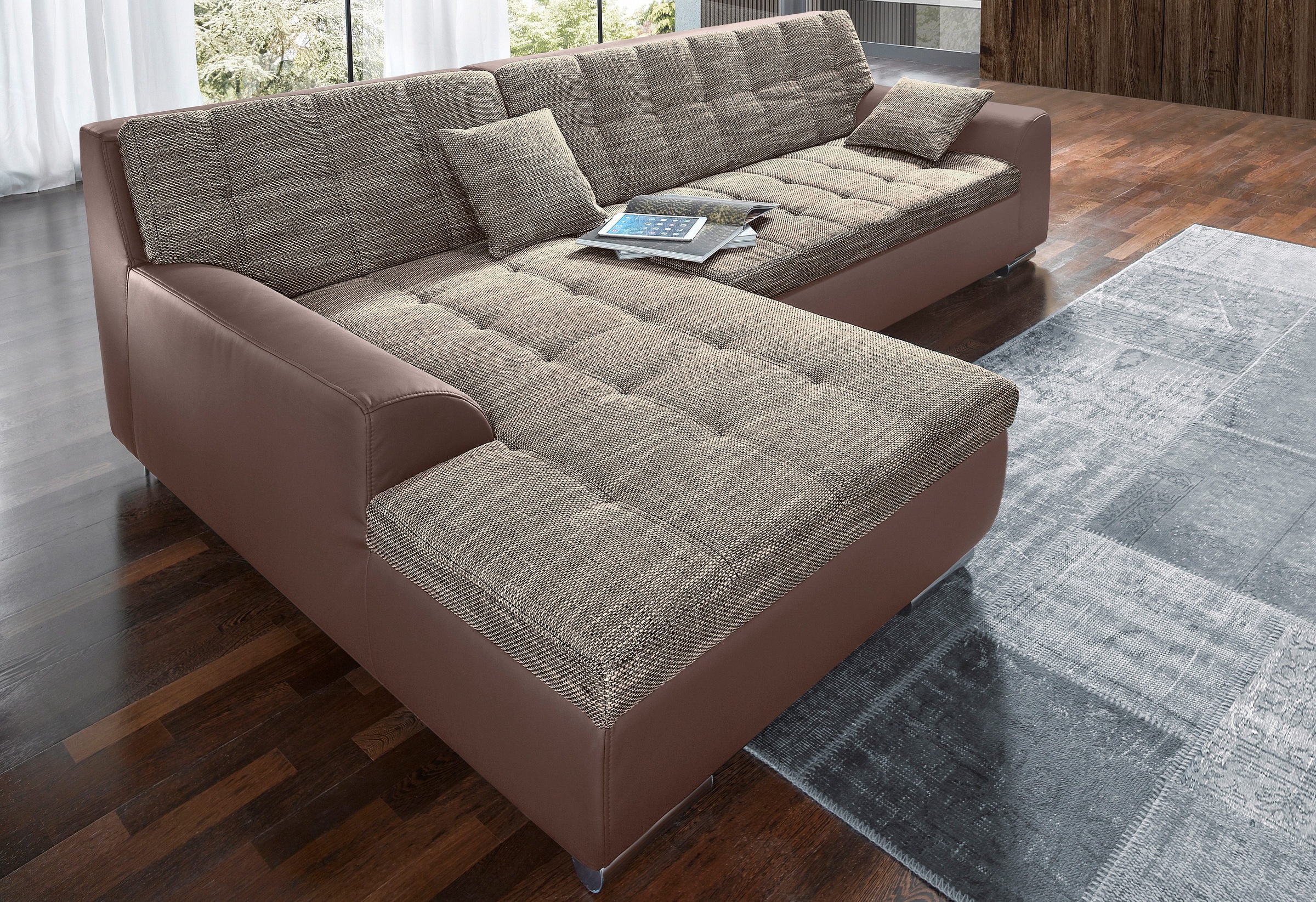 DOMO collection Ecksofa "NMoric incl. Zierkissen B/T/H: 273/216/80 cm L-For günstig online kaufen