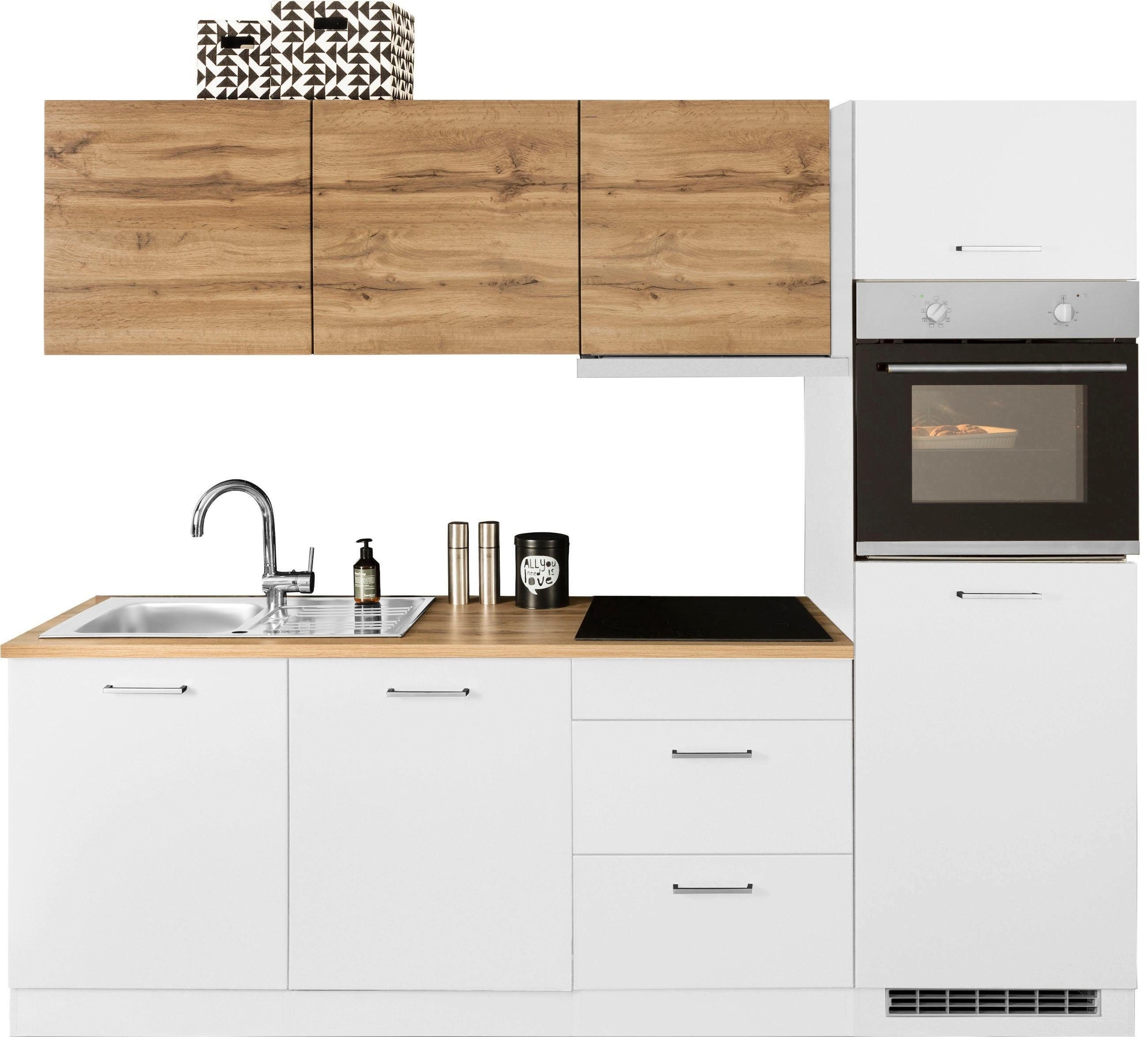 KOCHSTATION Küchenzeile »KS-Kehl«, mit E-Geräten, Breite 240 cm, inkl. Kühlschrank