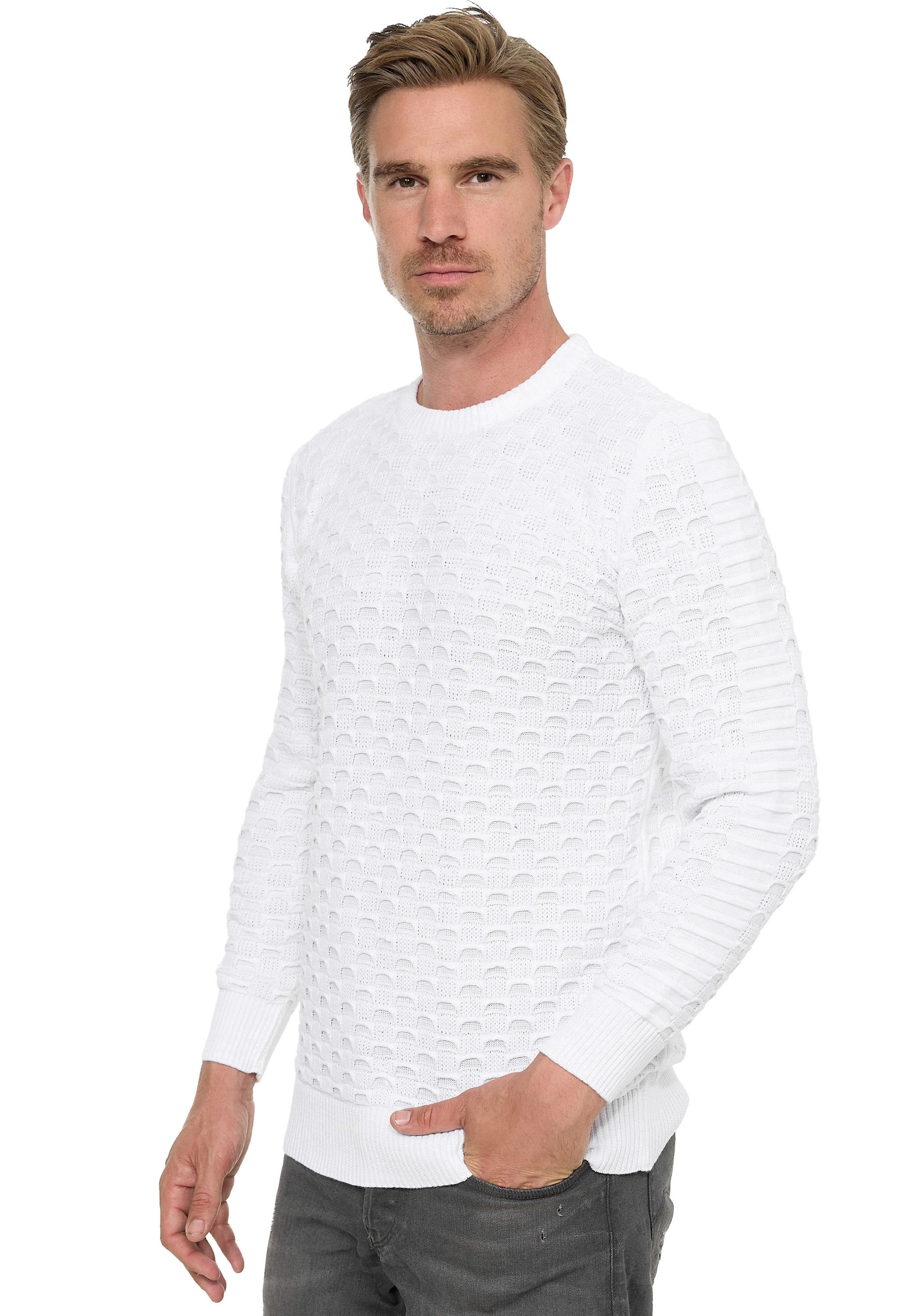 Rusty Neal Strickpullover mit modernem Strickmuster