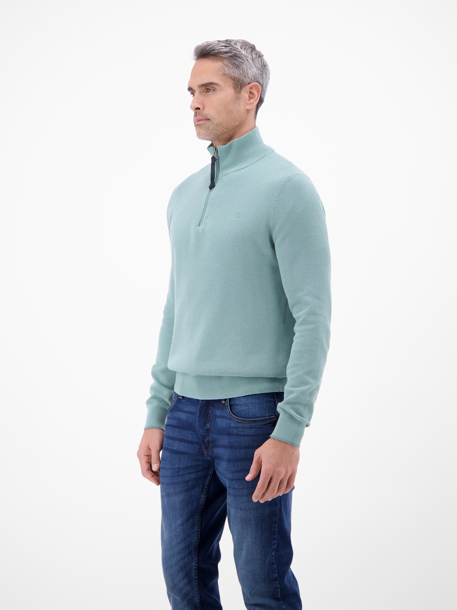 Thumbnail - LERROS Sweatshirt "Troyer in Strukturqualität", Herrensweatshirt aus 100% Baumwolle & Troyer-Kragen mit Reißverschluss