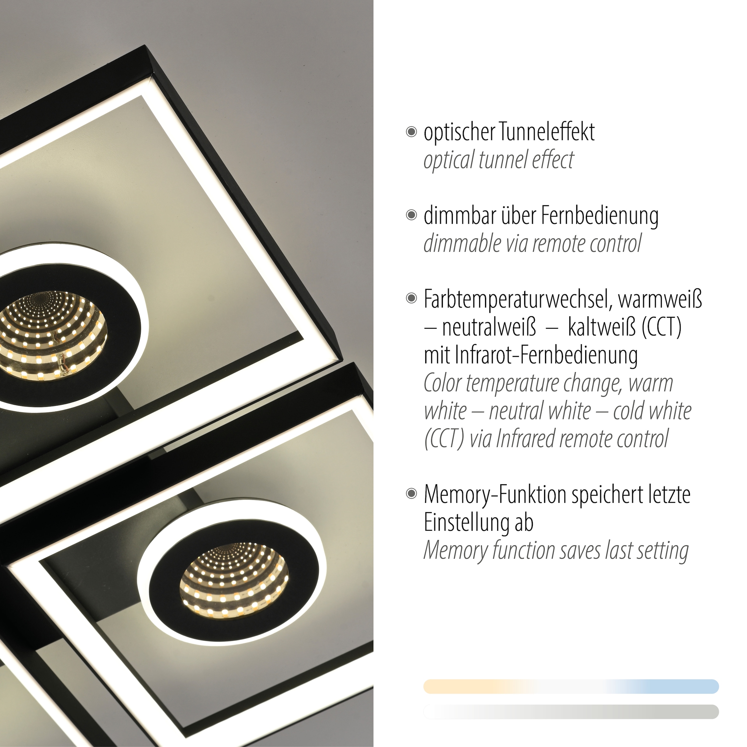 Paul Neuhaus Deckenleuchte »TRAFORO«, 1 flammig, Leuchtmittel LED-Board | LED fest integriert, CCT - über Fernbedienung, dimmbar über Fernbedienung, Memory