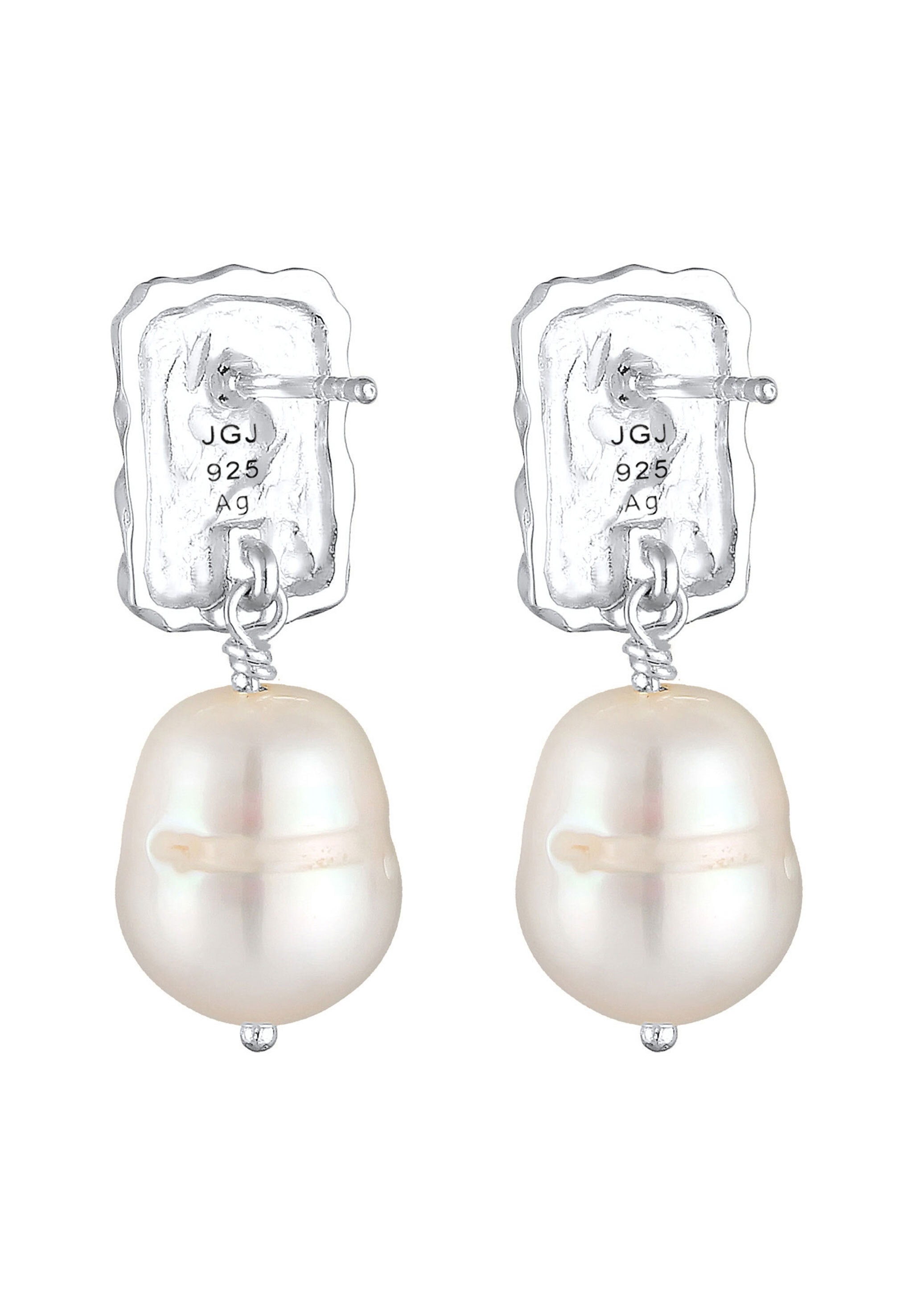 Elli Premium Paar Ohrhänger »Barock Süßwasserzuchtperlen Weiß 925 Sterling Silber«