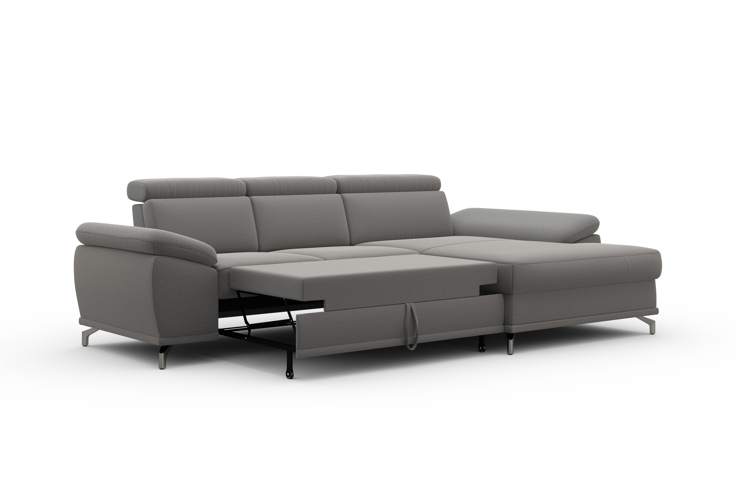 sit&more Ecksofa »Cabrio L-Form, mit Sitztiefenverstellung, Arm- und Kopfteilverstellung«, 2 Nierenkissen, Federkern, optional Bettfunktion und Stauraum