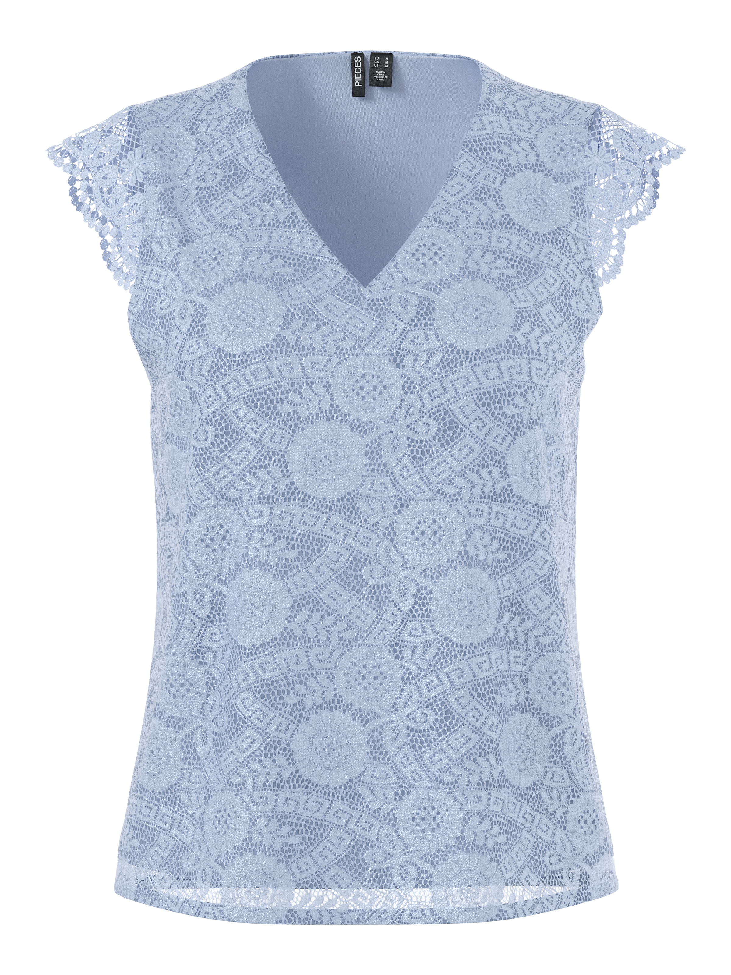 pieces Spitzentop "PCOLLINE SL LACE V-NECK TOP WVN NOOS" günstig online kaufen