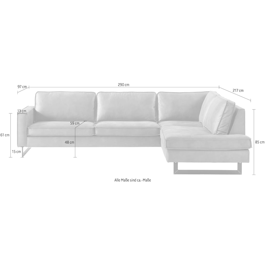 Places of Style Ecksofa »Pinto, 290 cm, Ottomane links / rechts«