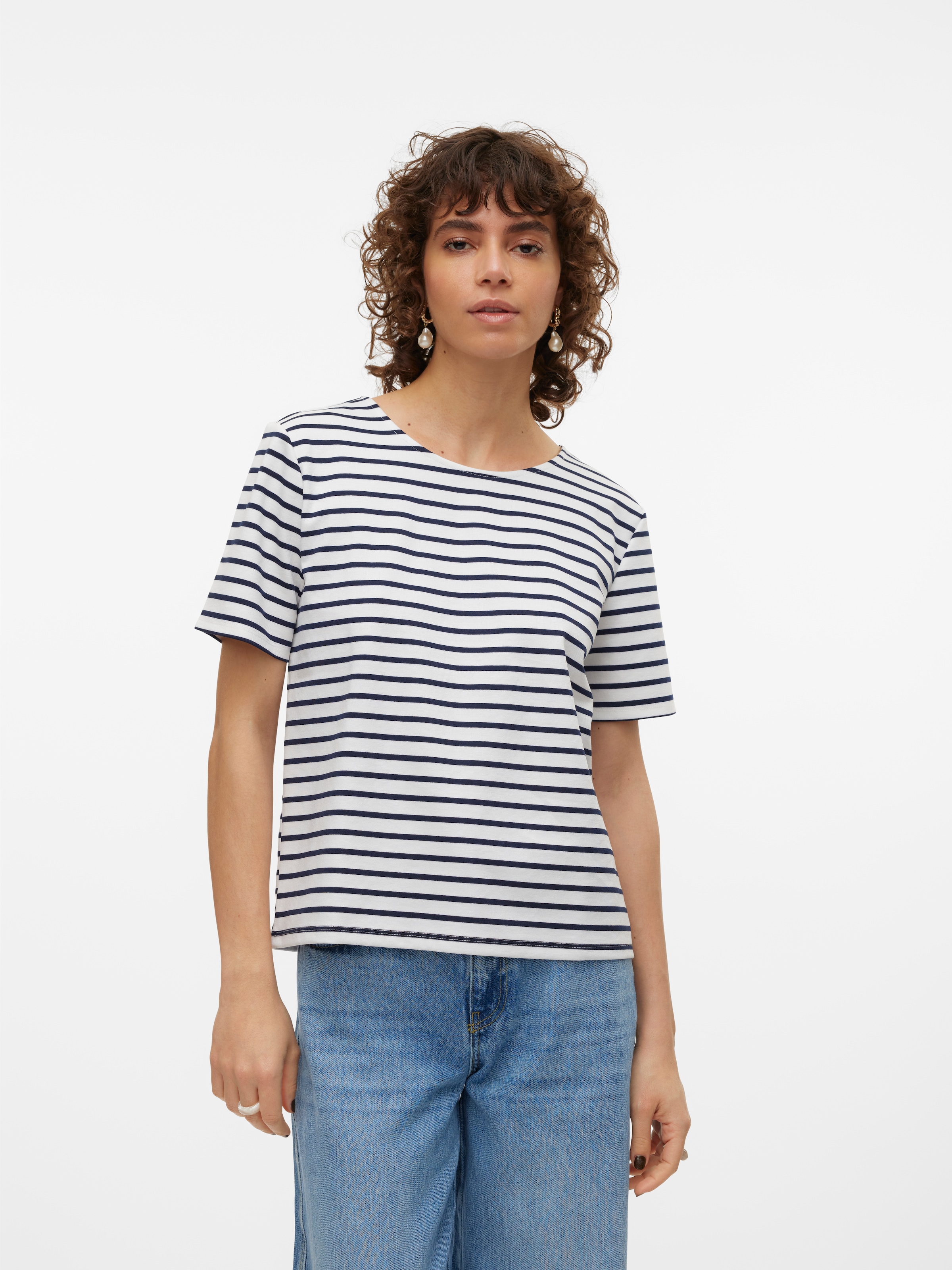 Vero Moda Rundhalsshirt »VMABBY SS ZIP TOP JRS NOOS«