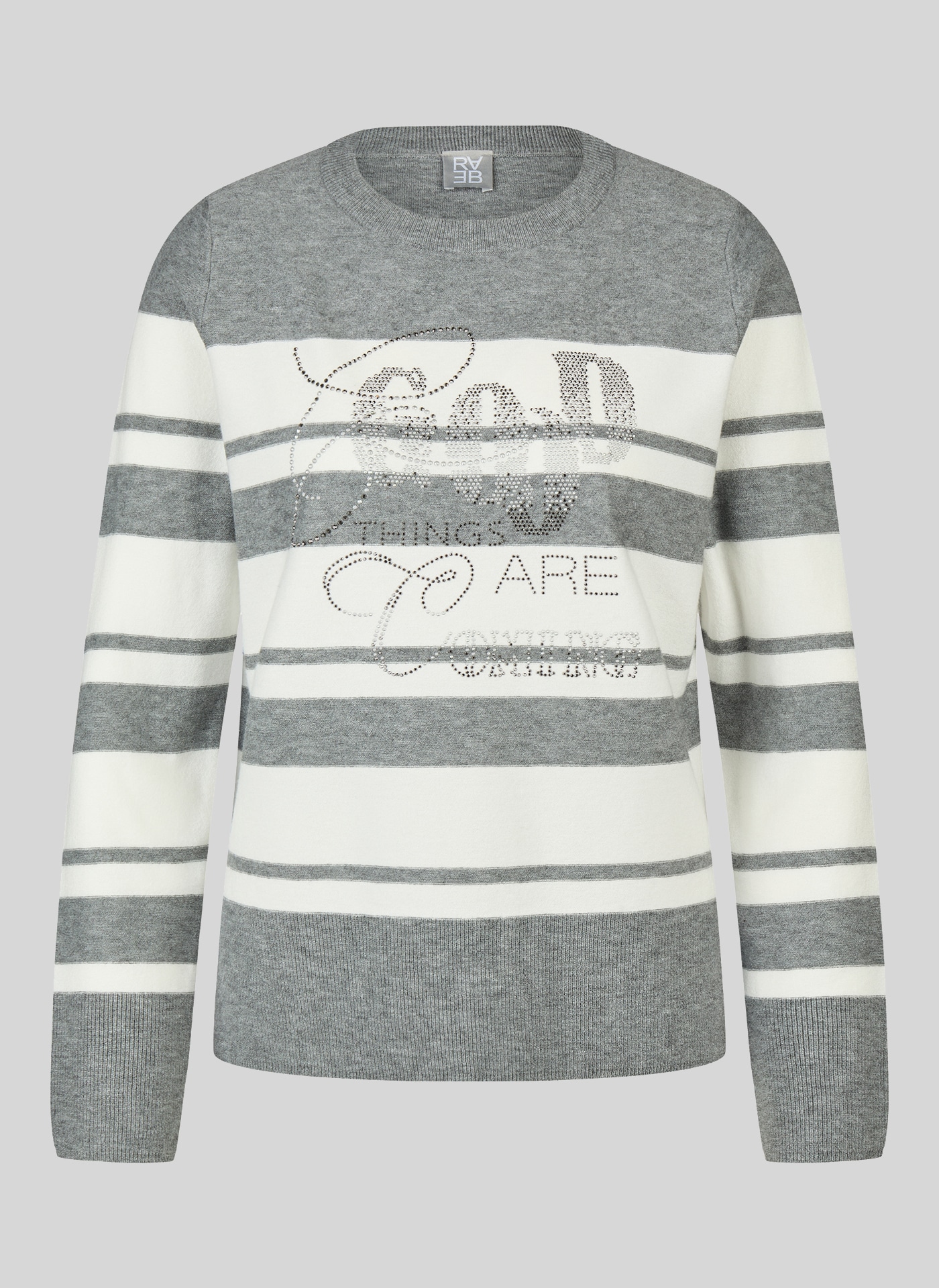 Rabe Strickpullover im Streifen-Look und mit Glitzersteinen