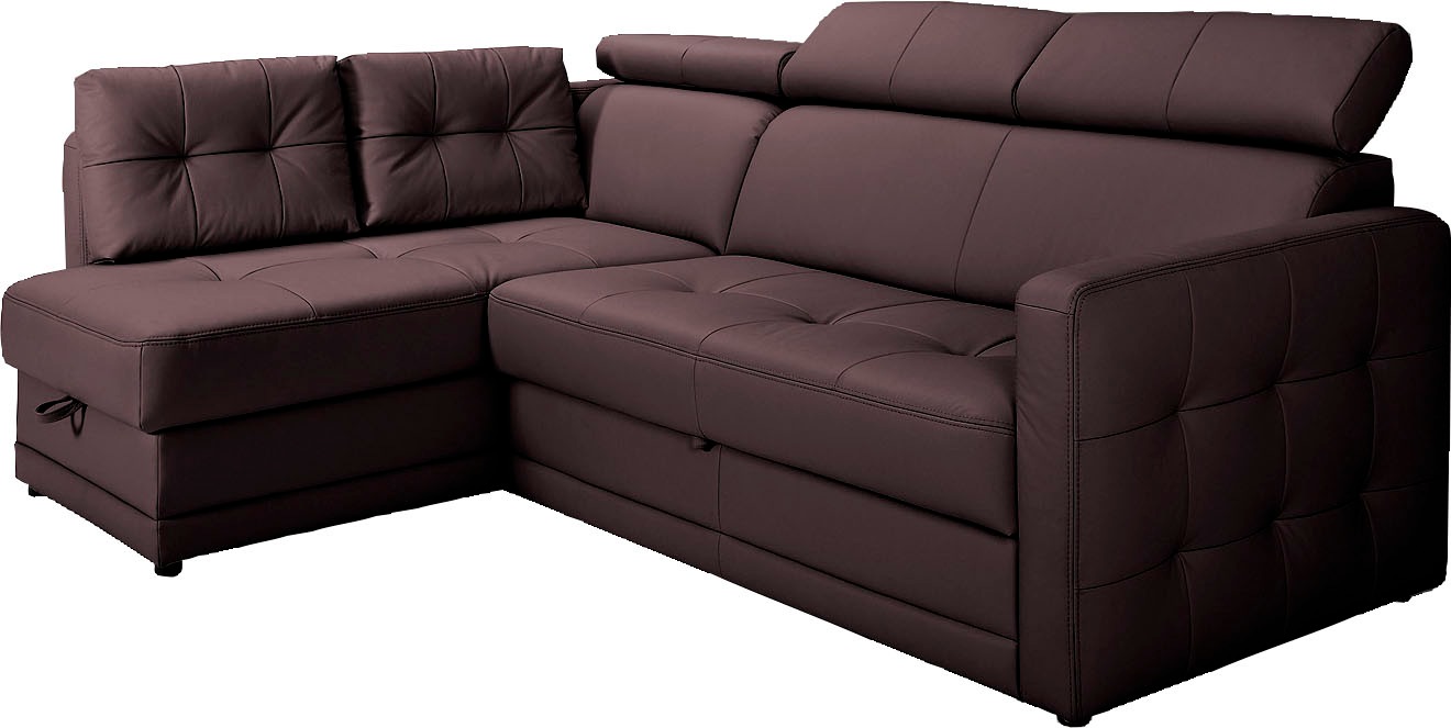 exxpo - sofa fashion Ecksofa »Arles, Federkern, OTTOs Choice, zeitlos, Breite 225cm, L-Form«, wahlweise mit Bettfunktion und Bettkasten, inkl. Kopfteilverstellung