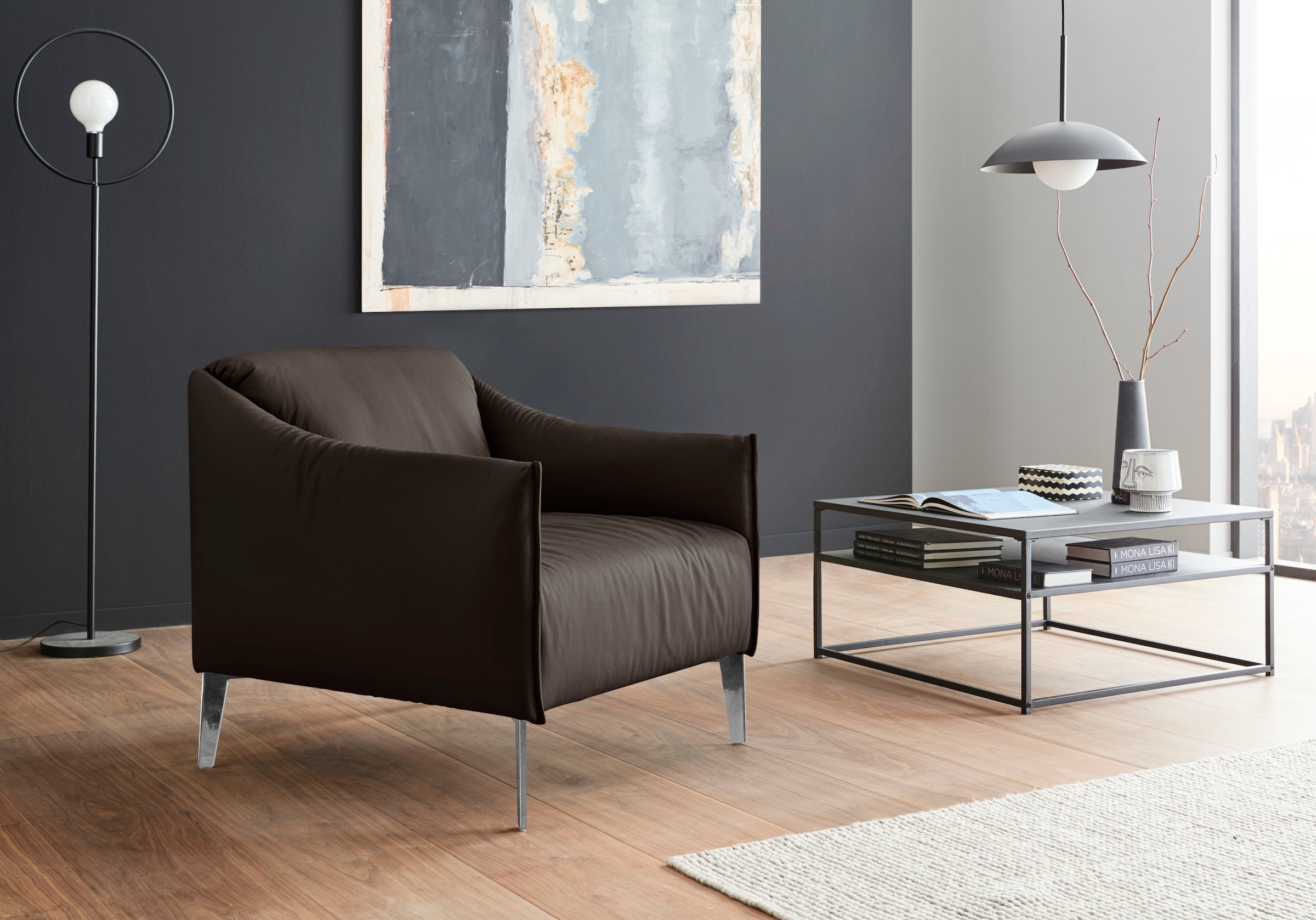 W.SCHILLIG Cocktailsessel "sally Designsessel, Loungesessel, bequem, tolle Verarbeitungsdetails" mit Metall-Winkelfüßen in Chrom glänzend