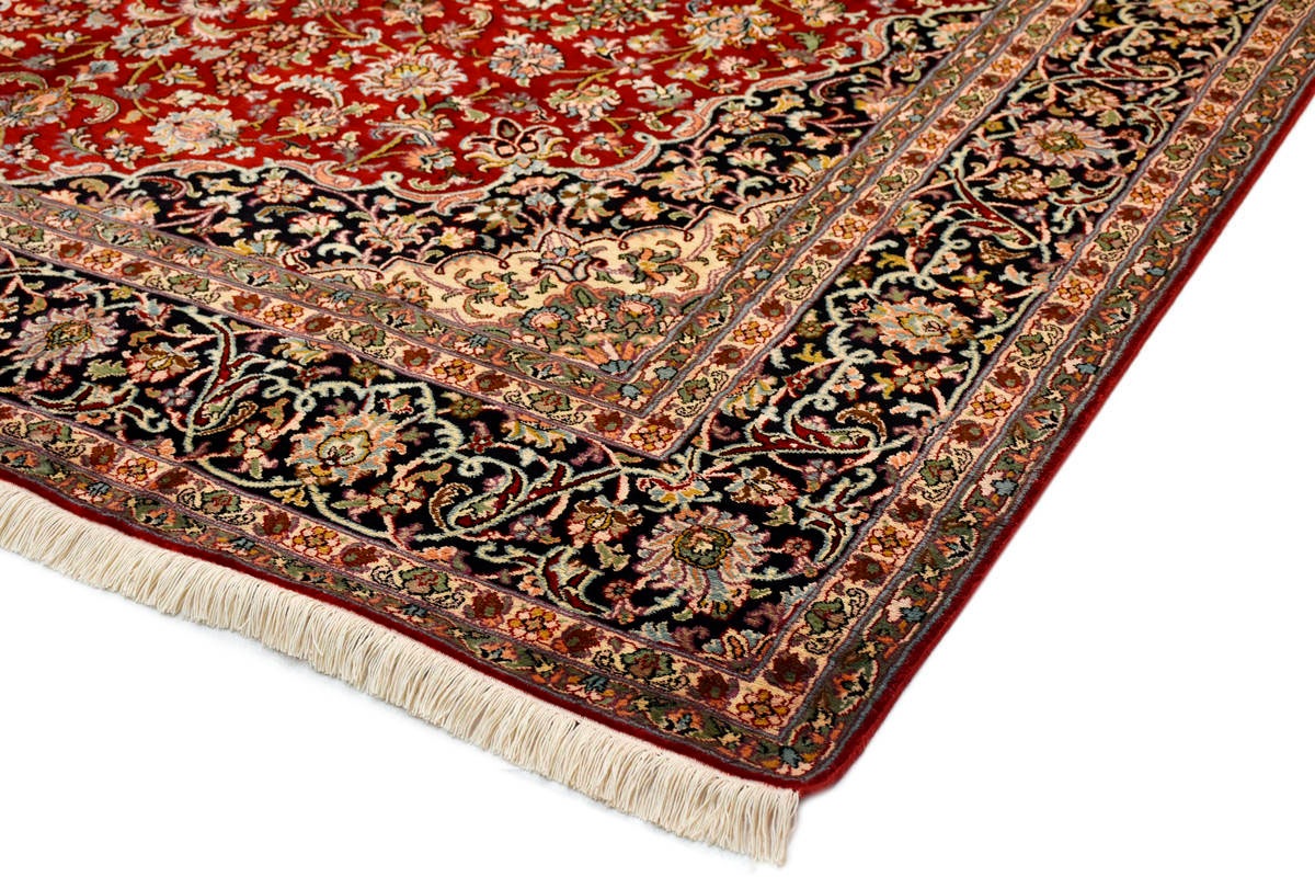 Kayoom Seidenteppich »Kashan 21«, rechteckig, 10 mm Höhe, Einzelstück mit Zertifikat, Wohnzimmer