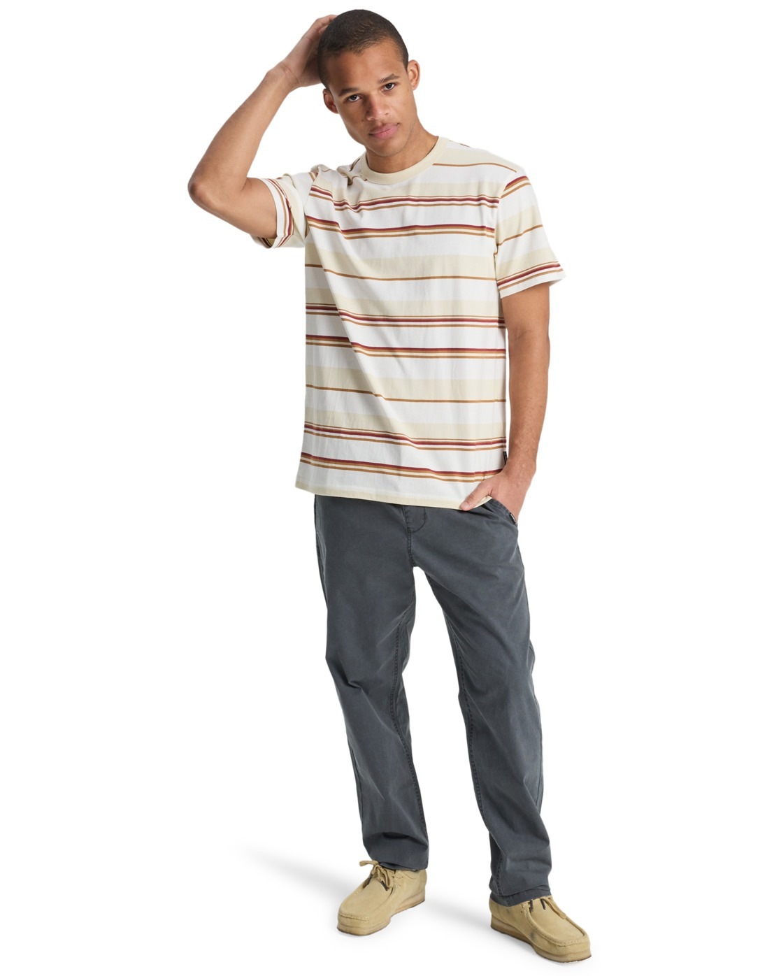 Quiksilver T-shirt à Manches Courtes Lekoni Stripe Bone White Lekoni Stripe M Homme 3