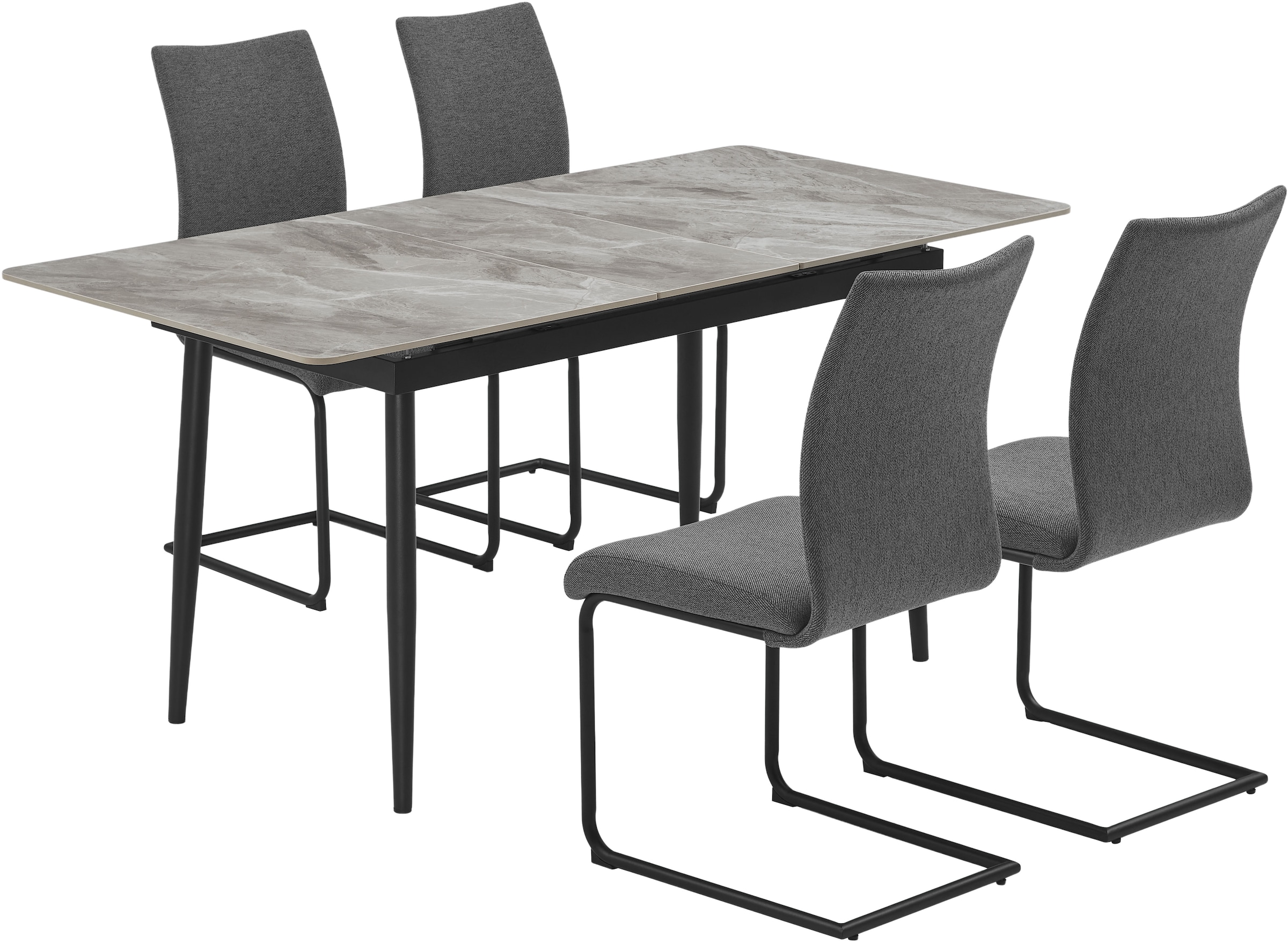 OTTO home Essgruppe "Stevian" Set, Ausziehbarer Esstisch + 4 Stühle, 5 Stk. günstig online kaufen