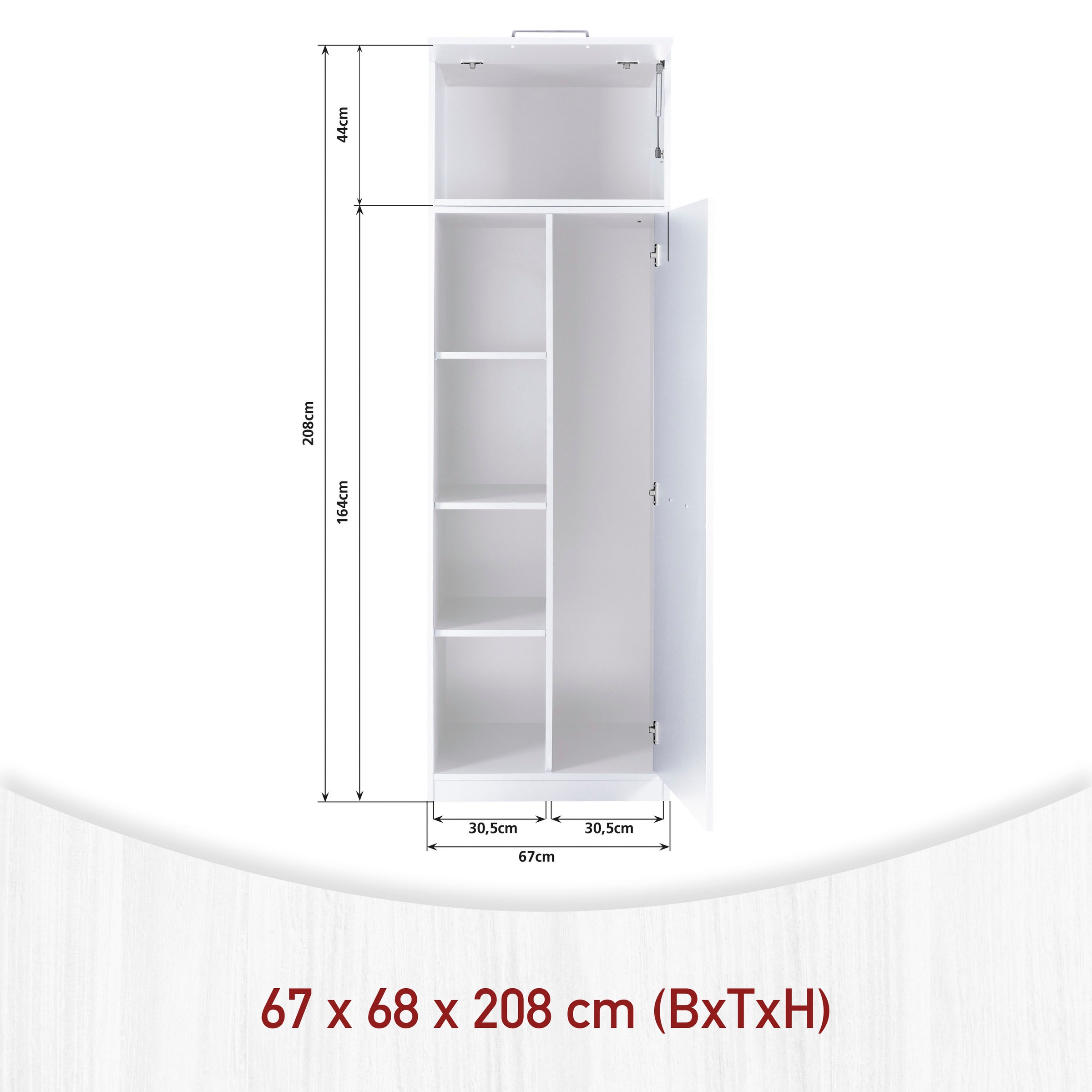 Inter Link Mehrzweckschrank »Norela, 2-tlg. Haushaltsschrank, Besenschrank, 67 x 68 x 208 cm« 1 Stk. tlg. Hauswirtschaftsraum, höhenverstellbare Füße und Einlegeböden