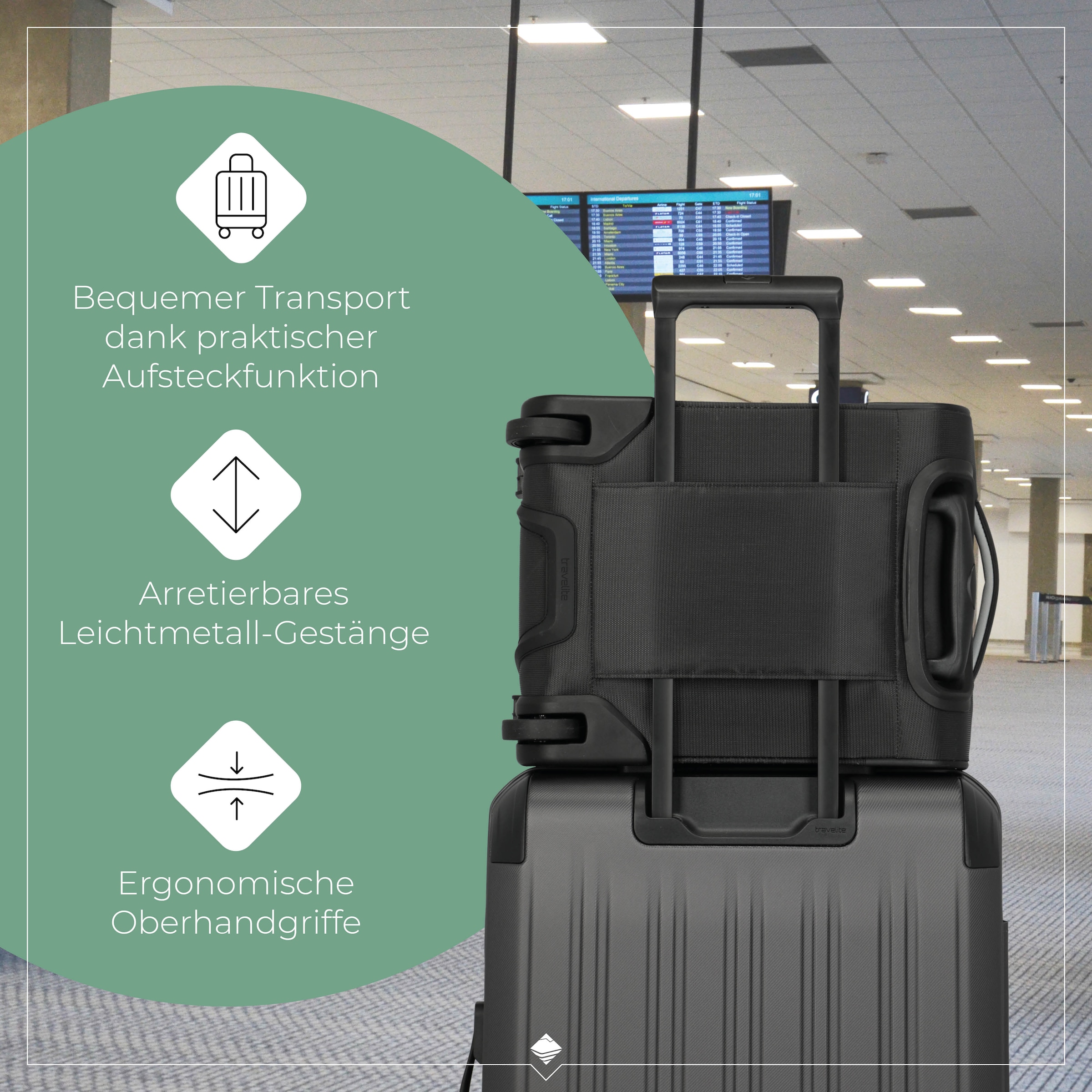 travelite Handgepäck-Trolley »JETPACK Easy 2 Cabin, konzipiert für EasyJet, Vueling & Wizz«, 4 Rollen, Weichgepäck-Koffer Handgepäck für die meisten gängigen Airlines