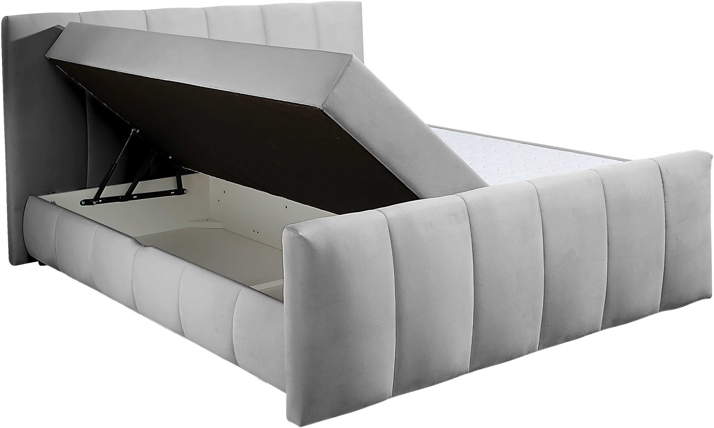 Boxbett HOME AFFAIRE "Hanelore inkl. Bettkasten und Topper", grau, B:192cm L:220cm, Komplettbetten, Boxbett mit Bettkasten und Fußteil, inkl. Topper 3
