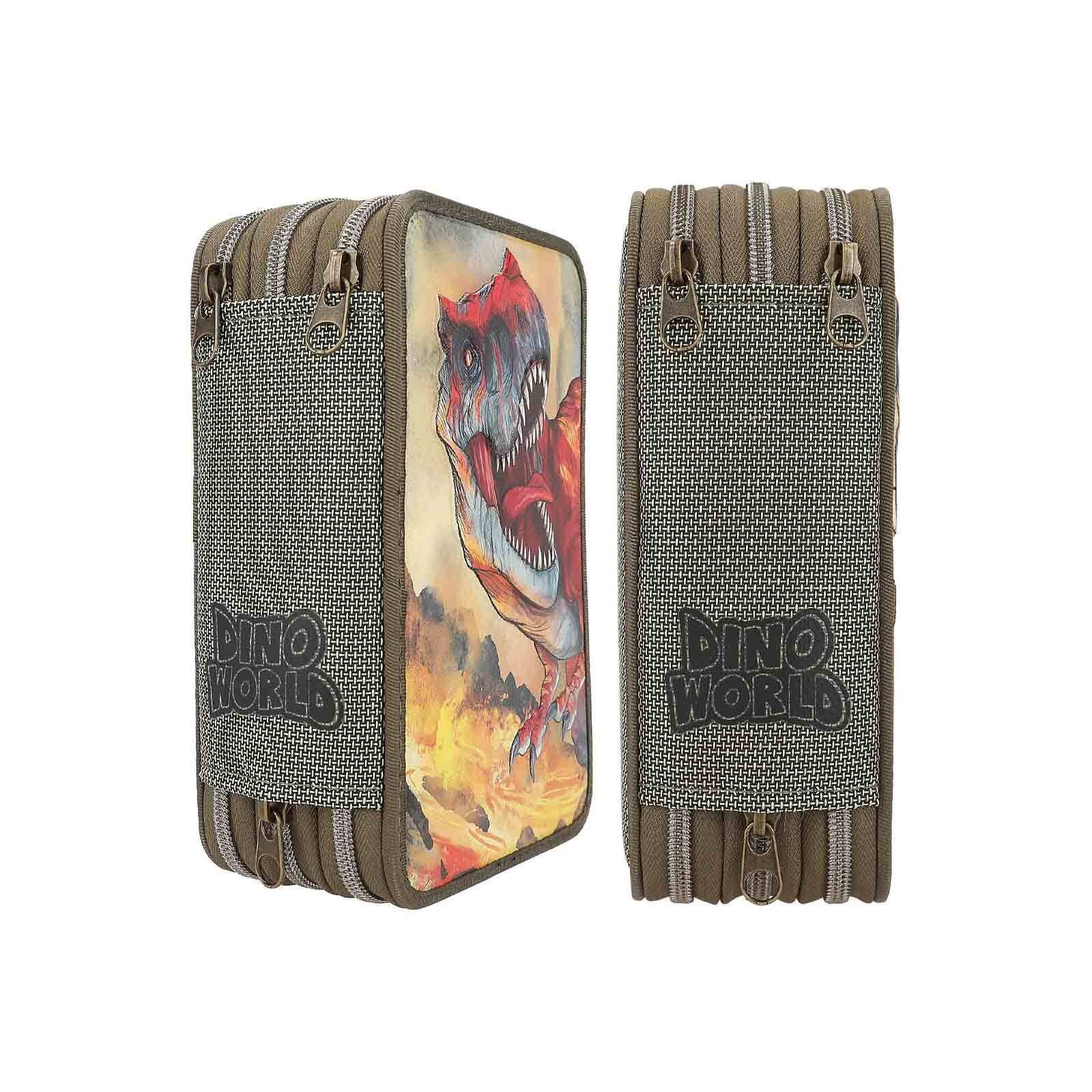 Depesche Buntstift »3-Fach Federtasche mit 3D Effekt Dino World 20 x 13 cm grün«