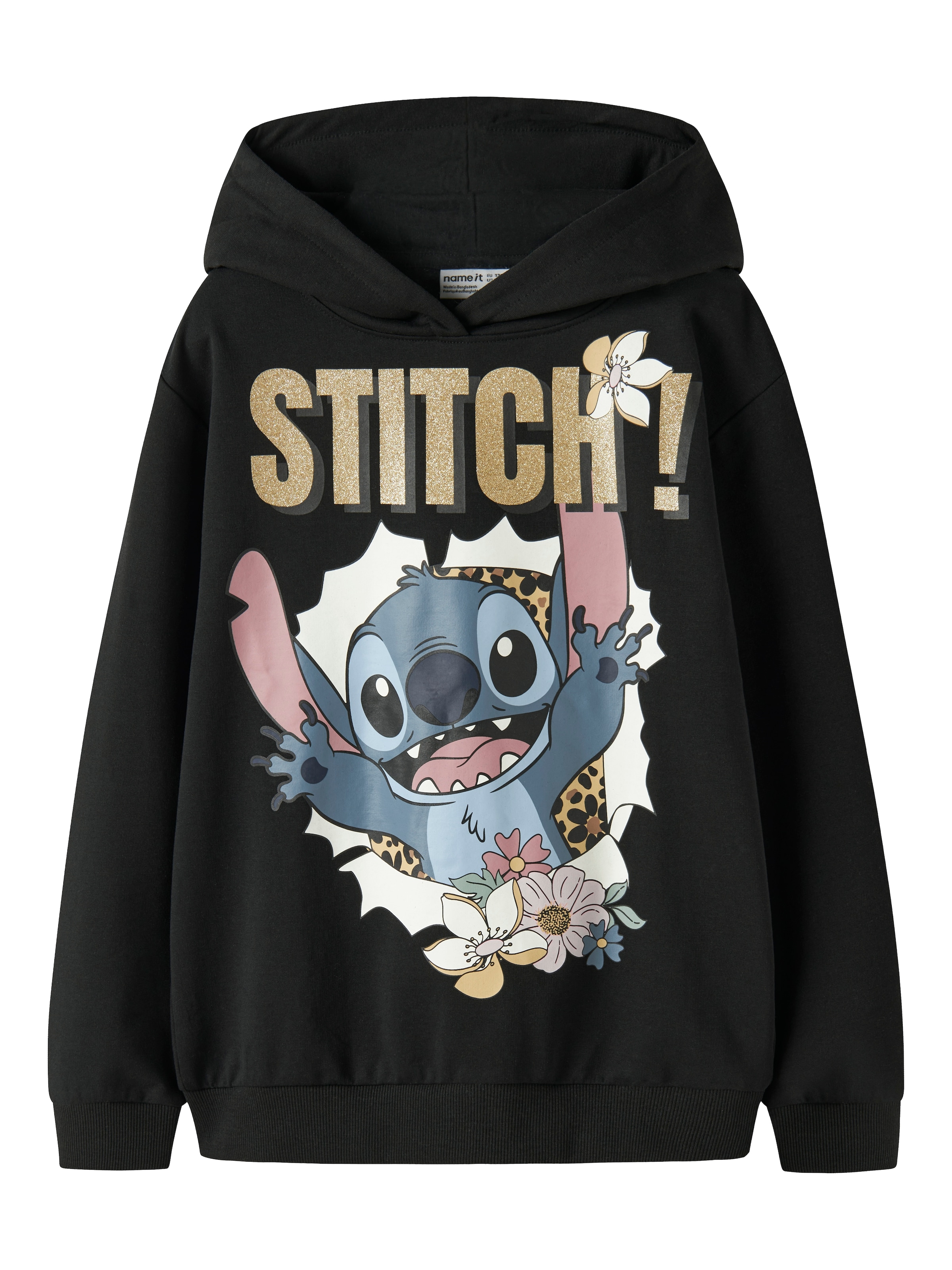 Name It Kapuzensweatshirt »NKFJYNDA STITCH NREG SWE WH BRU NOOS WDI«, Baumwollmischung, regular fit, Lilo und Stitch Druck
