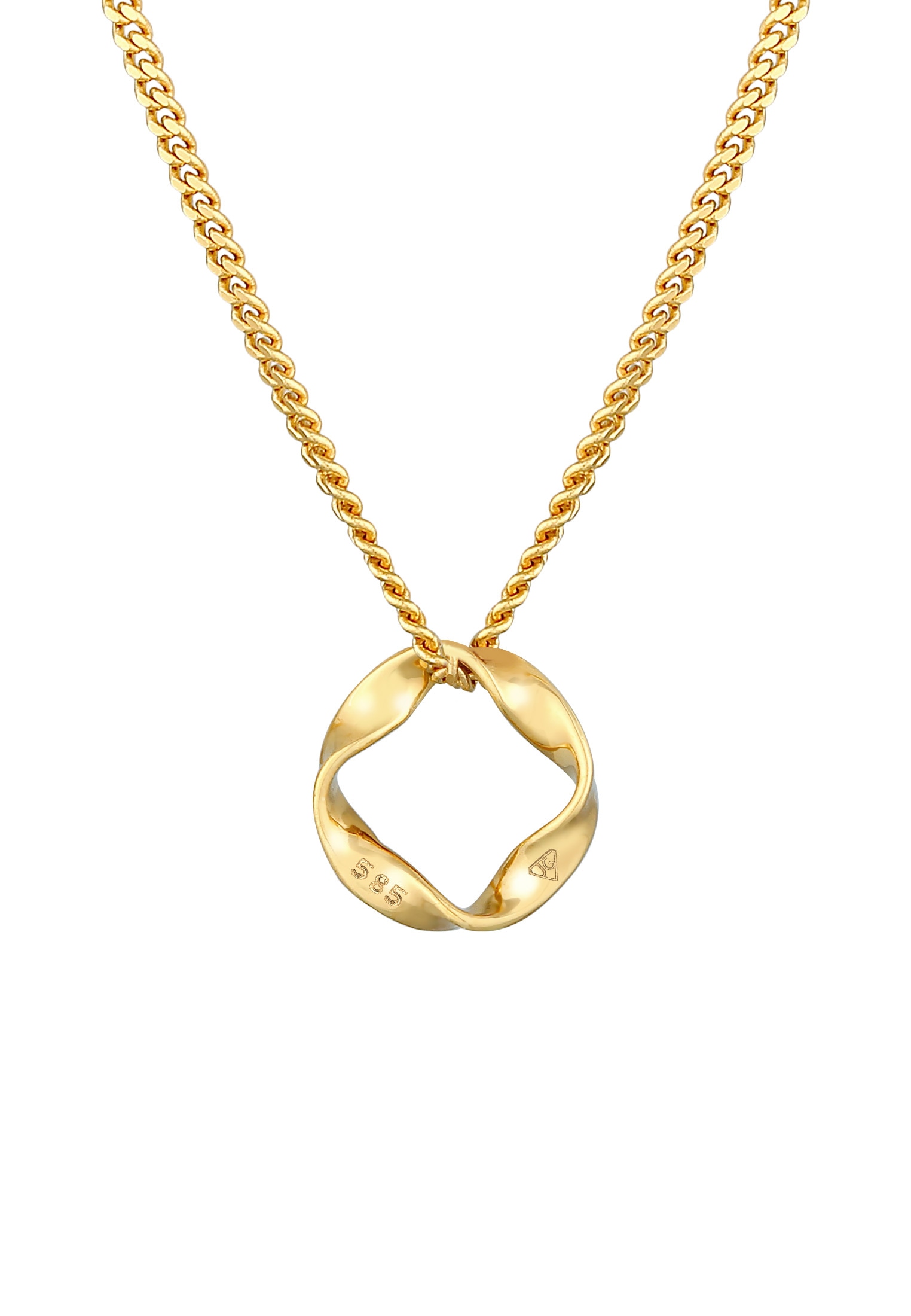 Elli Premium Kette mit Anhänger »Kreis Design Twisted Gedreht 585 Gelbgold«