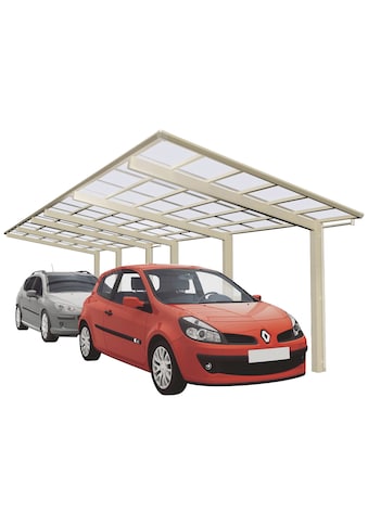 Doppelcarport »Linea Typ 110 Tandem-Edelstahl-Look«, Aluminium, 257 cm, edelstahlfarben