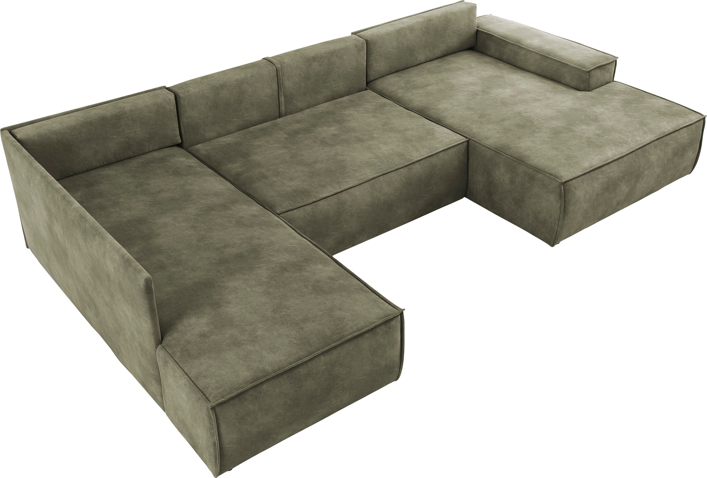 Home affaire Wohnlandschaft »SHERWOOD 329 cm, U-Form, Schlafsofa,«, Schlaffunktion m. Bettkasten (194x139 cm), Cord, Vintage, Samtvelours