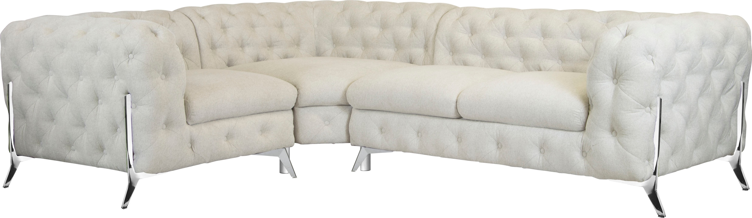 Leonique Chesterfield-Sofa "Amaury L-Form", moderne Chersterfield-Optik, Breite 262 cm, Fußfarbe wählbar