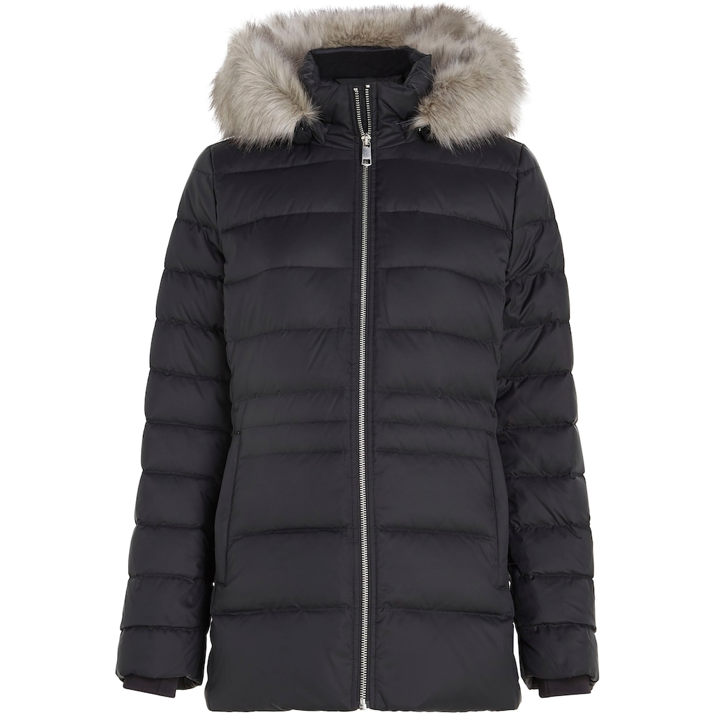 Tommy Hilfiger Daunenjacke »TYRA DOWN JACKET WITH FUR«, mit Kapuze, mit Kunstpelz-Besatz an Kapuze