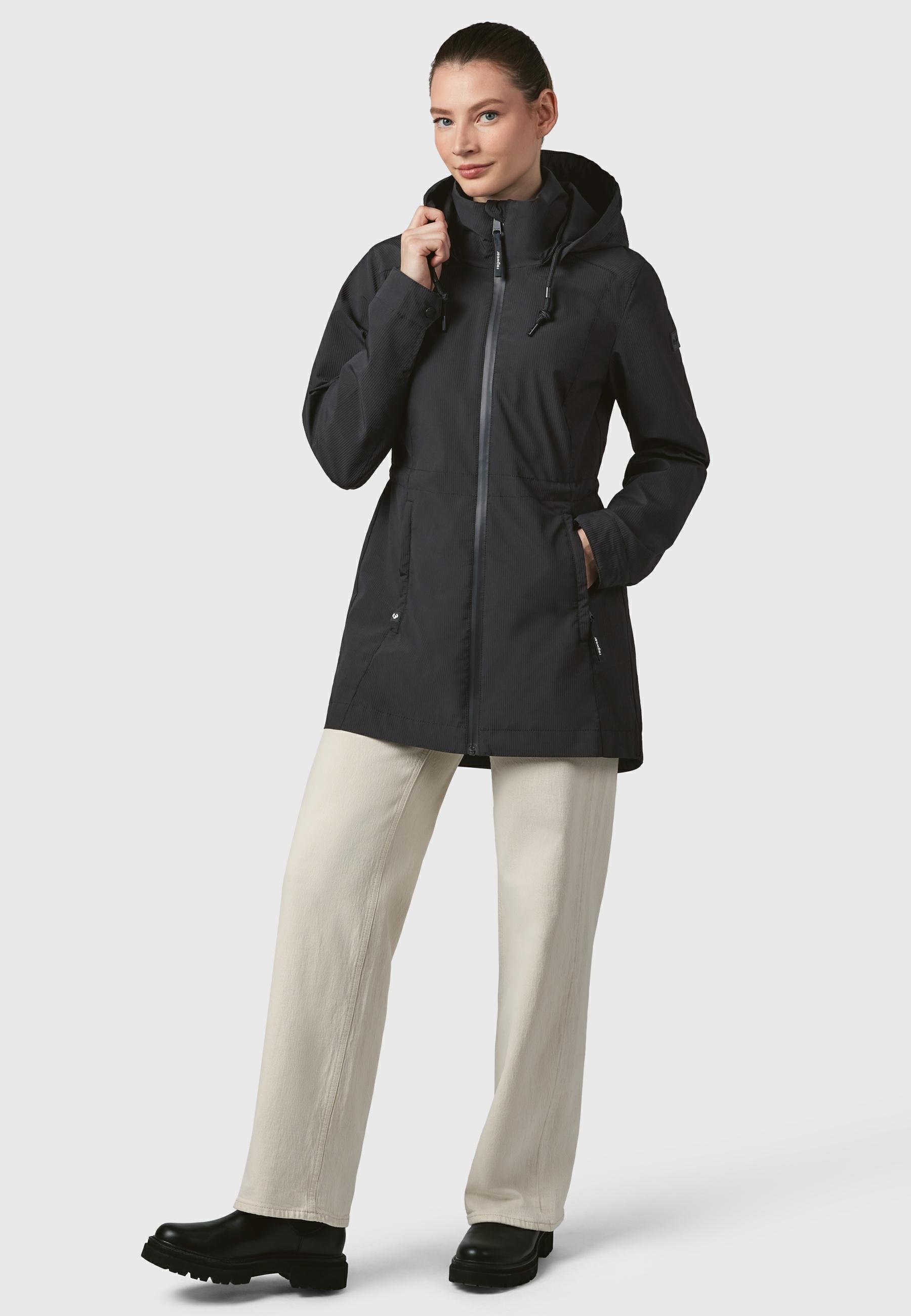 Ragwear Kurzmantel »Dakkota B«, Übergangsjacke wasserdicht mit feiner Rillenstruktur
