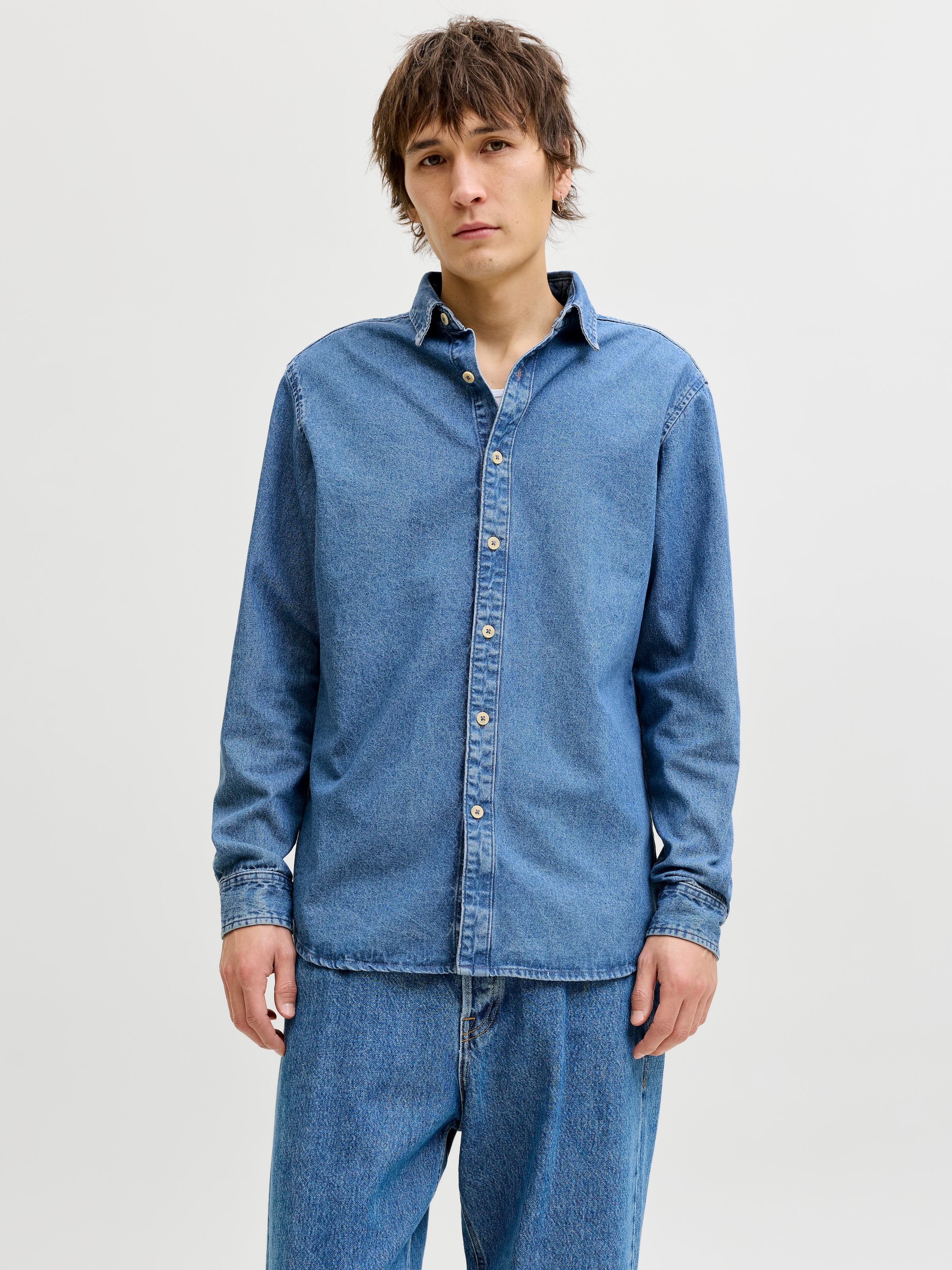 Jack & Jones Jeanshemd »JJESTANLEY JJSHIRT AT 021 NOOS« Baumwolle, normal geschnitten