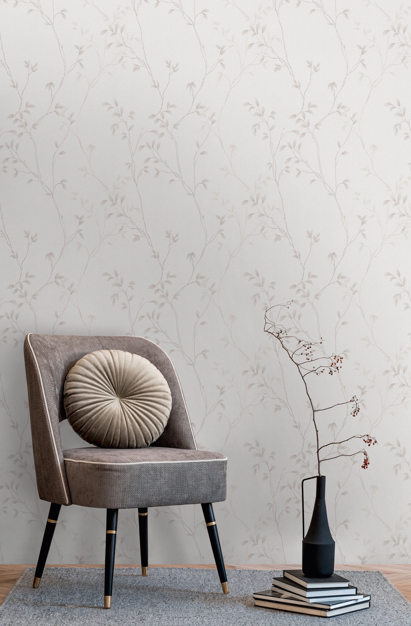 Vliestapete A.S. CRÉATION "Pure Elegance Tapete mit Blätterranken Mustertapete Floral Blattmotiv", beige (creme,beige), B:0,53m H:0,02m L:10,05m, Vlie