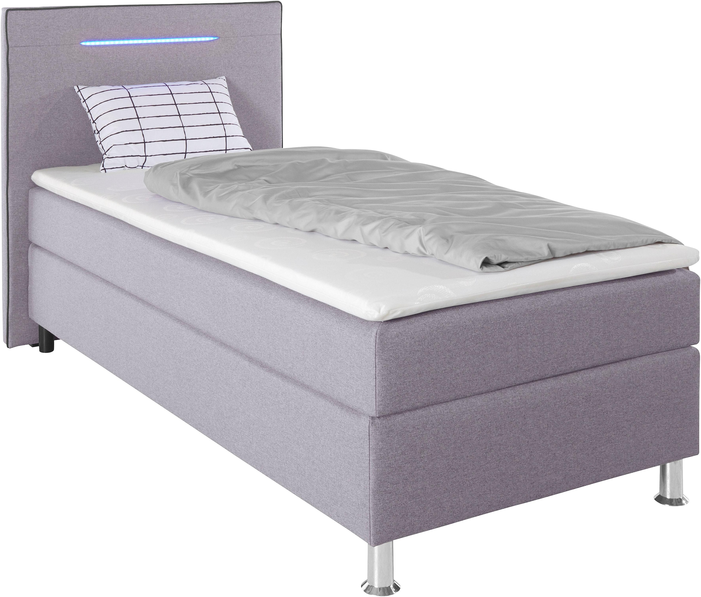 COLLECTION AB Boxspringbett »London, inklusive Topper und Kissen, mit LED-Beleuchtung«, Boxspringbett erhältlich in 90cmx200cm, 140cmx200cm & 180cmx200cm